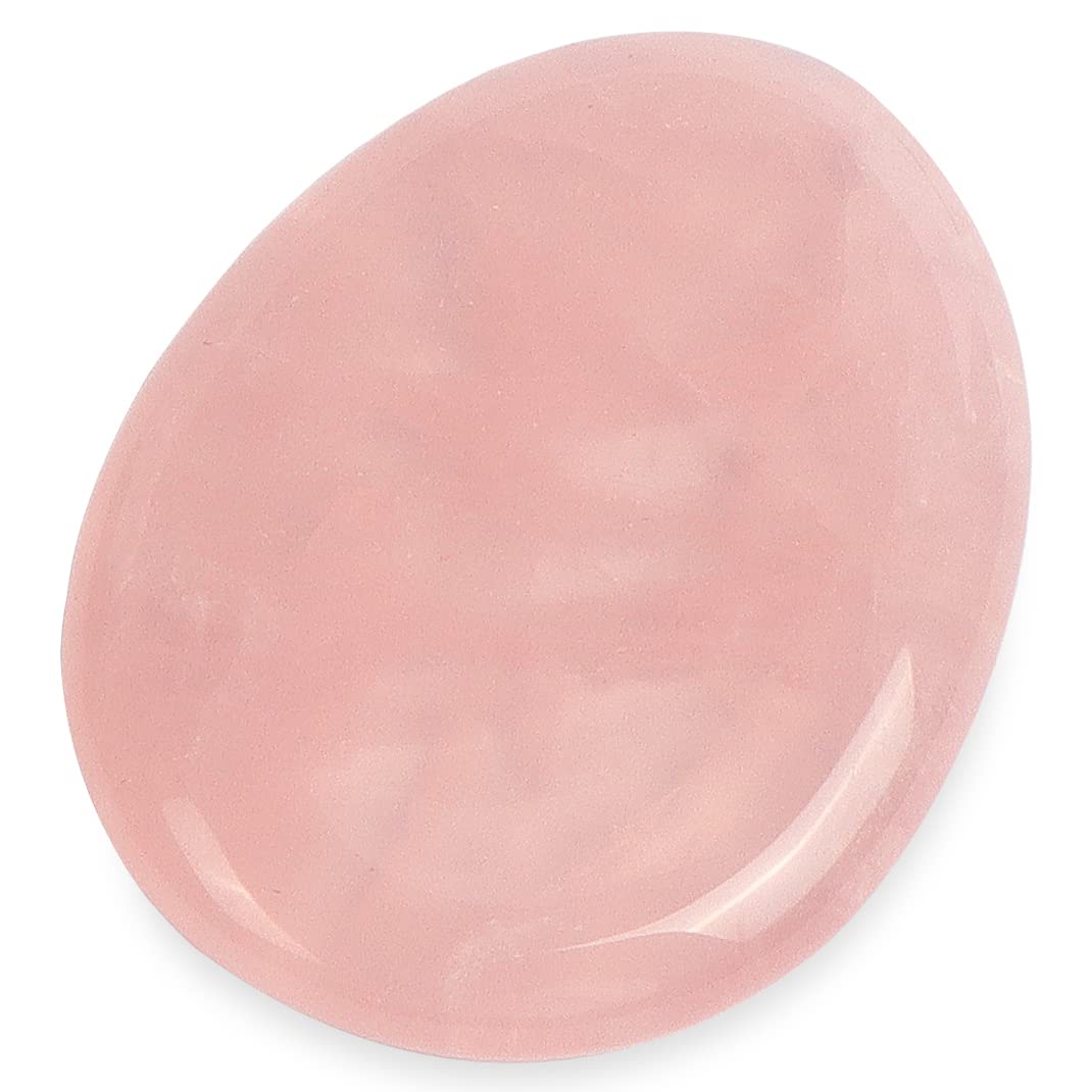 Artistone Rose Quartz Crystal Thumb Stone Worry Stones Hand Carved Palm Stones Crystal Chakra Worry Stone for Anxiety, Meditation Reiki, Water Drop Shaped