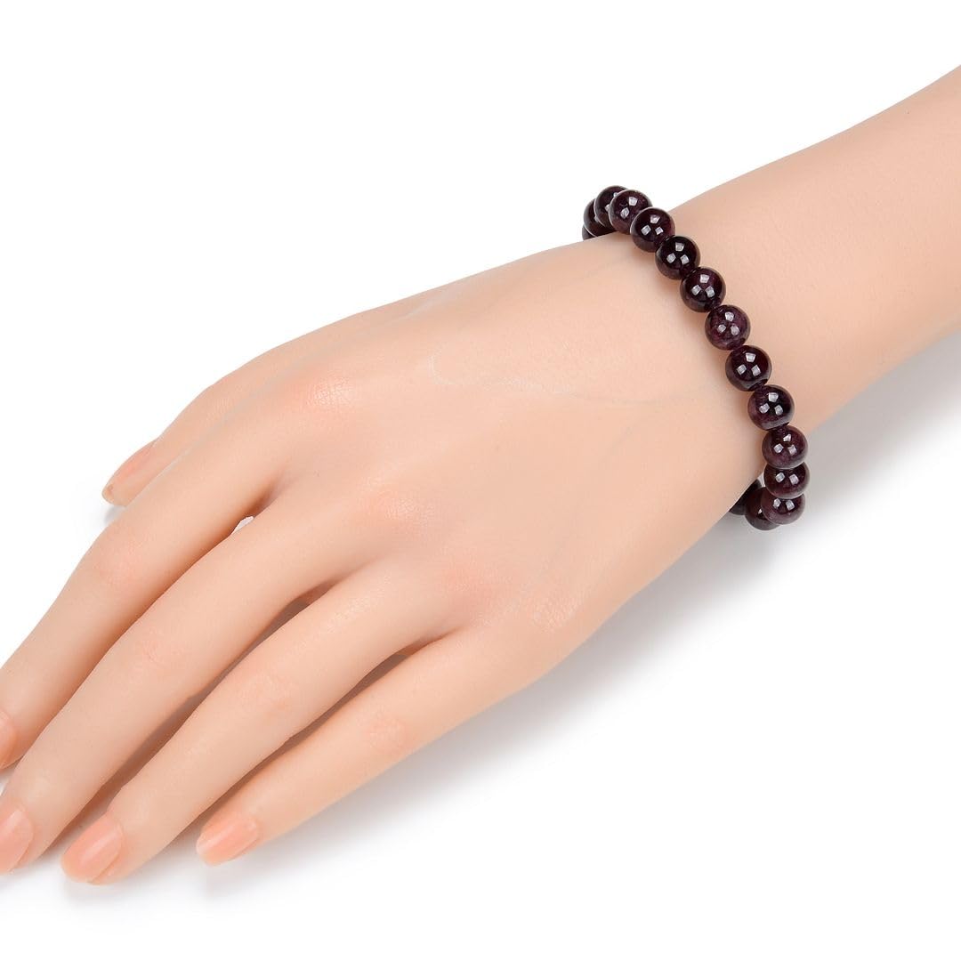 Adabele Real Natural Garnet Gemstone Beaded Bracelet 7 inch Stretch Chakra Healing Crystal Stone Jewelry Women Mom Gift (Unisex) GB8-8
