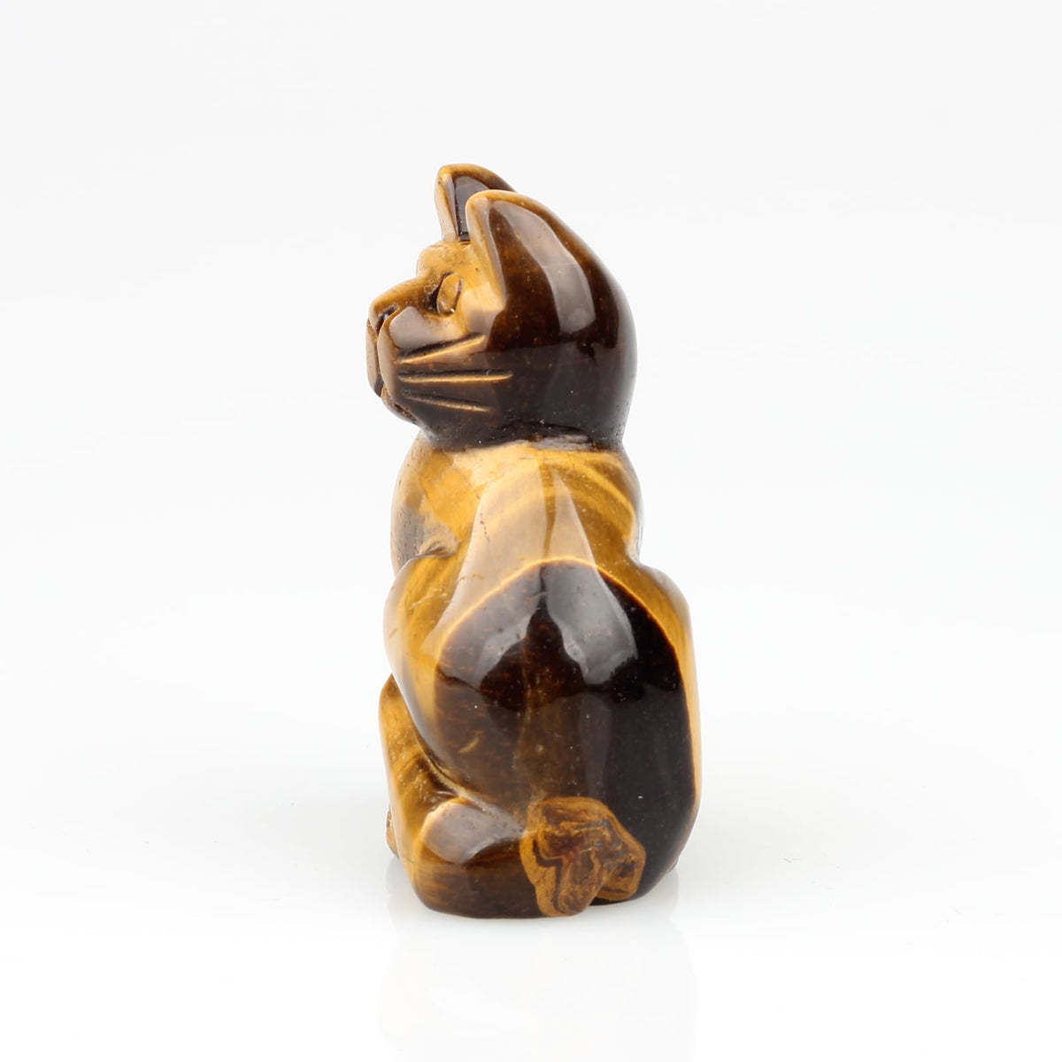 Yellow Tiger Eye Natural Stone 2.0inch Cat Statue Feng Shui Crafts Carved Figurine Chakra Carving Healing Reiki