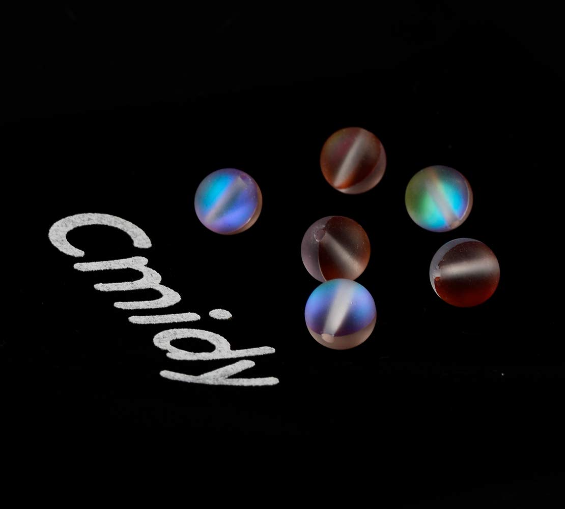 Matte Aurora Crystal Glass Beads Brown 100pcs 8mm Flash Glitter Shining Mermaid Round Loose Aura Bead Frosted Moonstone for Jewelry Making (Brown, 8mm)