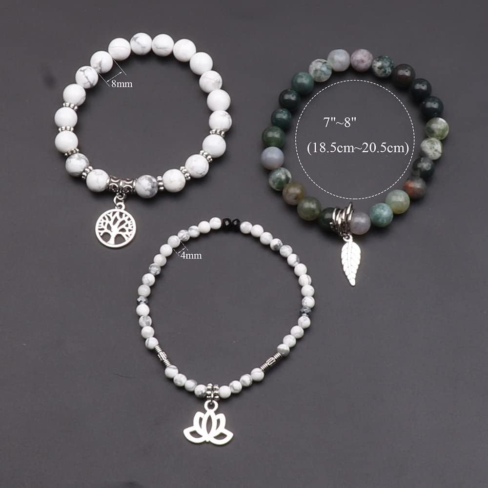 UEUC Tree of Life Yoga Healing Stone Bracelets,Multilayer Lotus Chakra Stone Reiki Bracelet Sets,Anxiety Crystal Natural Stone,for Women Stress Relief(#179)