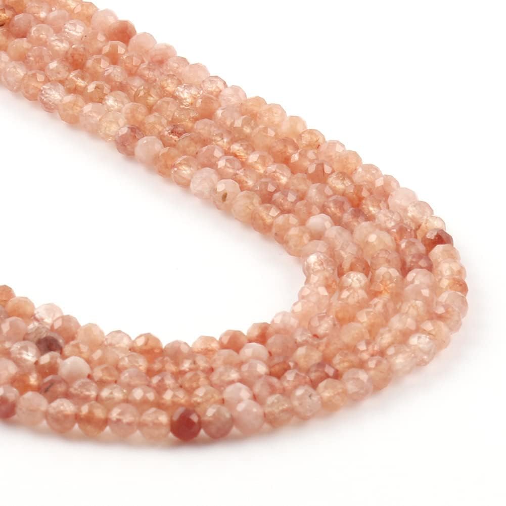 Song Xi 90pcs 4mm Natural Sunstone Gemstone Beads Faceted Round Loose Stone Beads for Jewelry Making (1 Strand)