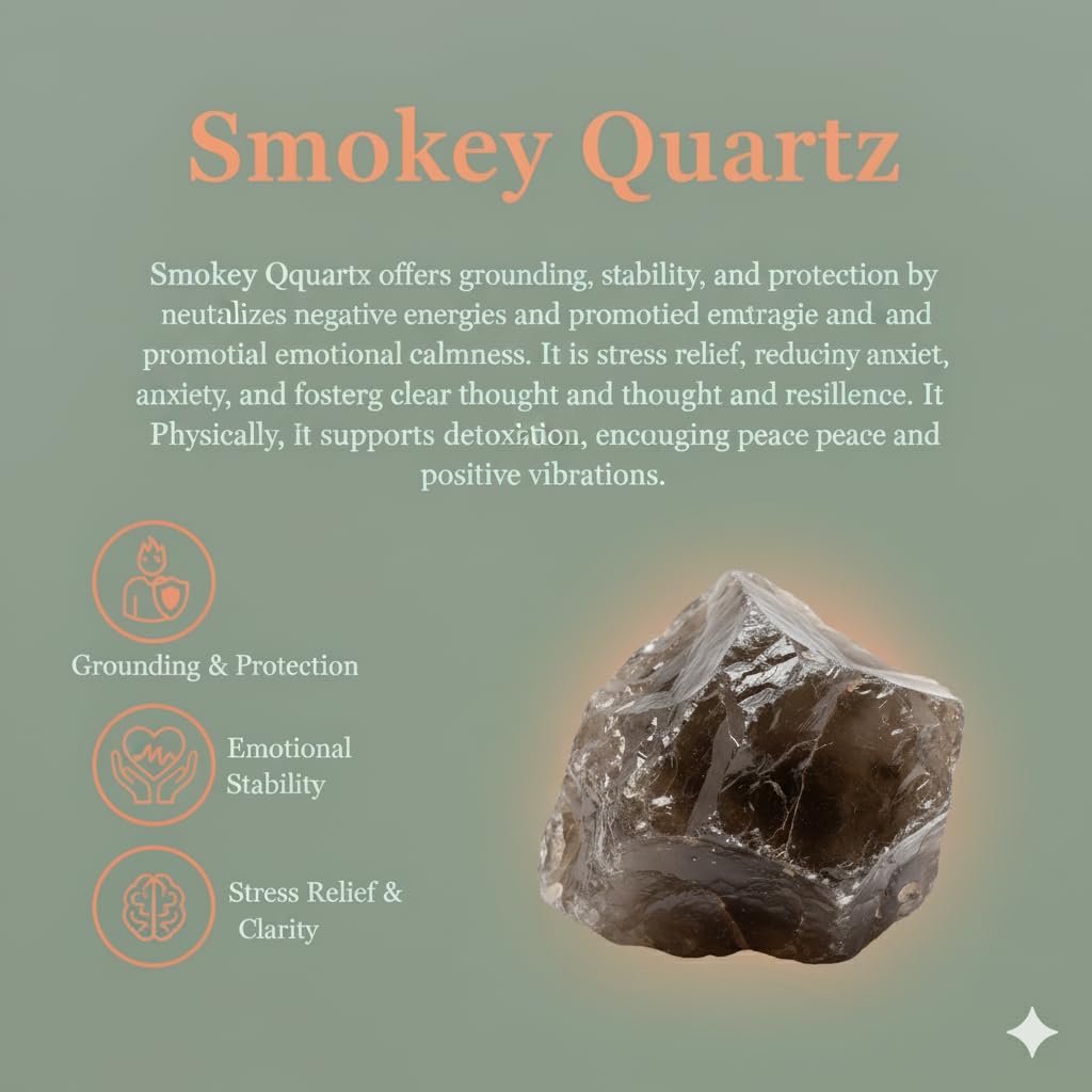 Large 1.25-2.0” Smoky Quartz Raw Crystal Stone – Natural Rough Gemstone for Meditation, Chakra Balancing, Grounding, Feng Shui, Reiki & Home Décorz