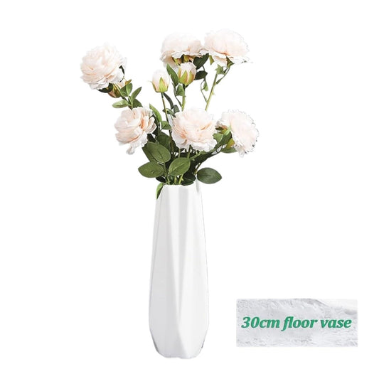 JIIPOREGJ Floor Vase Ceramic Vase,Decorative Large,Floor,Large Floor Vase,White Ceramic Vase,Handcrafted,Sophisticated Vessel for Decorative Branches and Dried Flower,WHI,White-61Cm,White30Cm