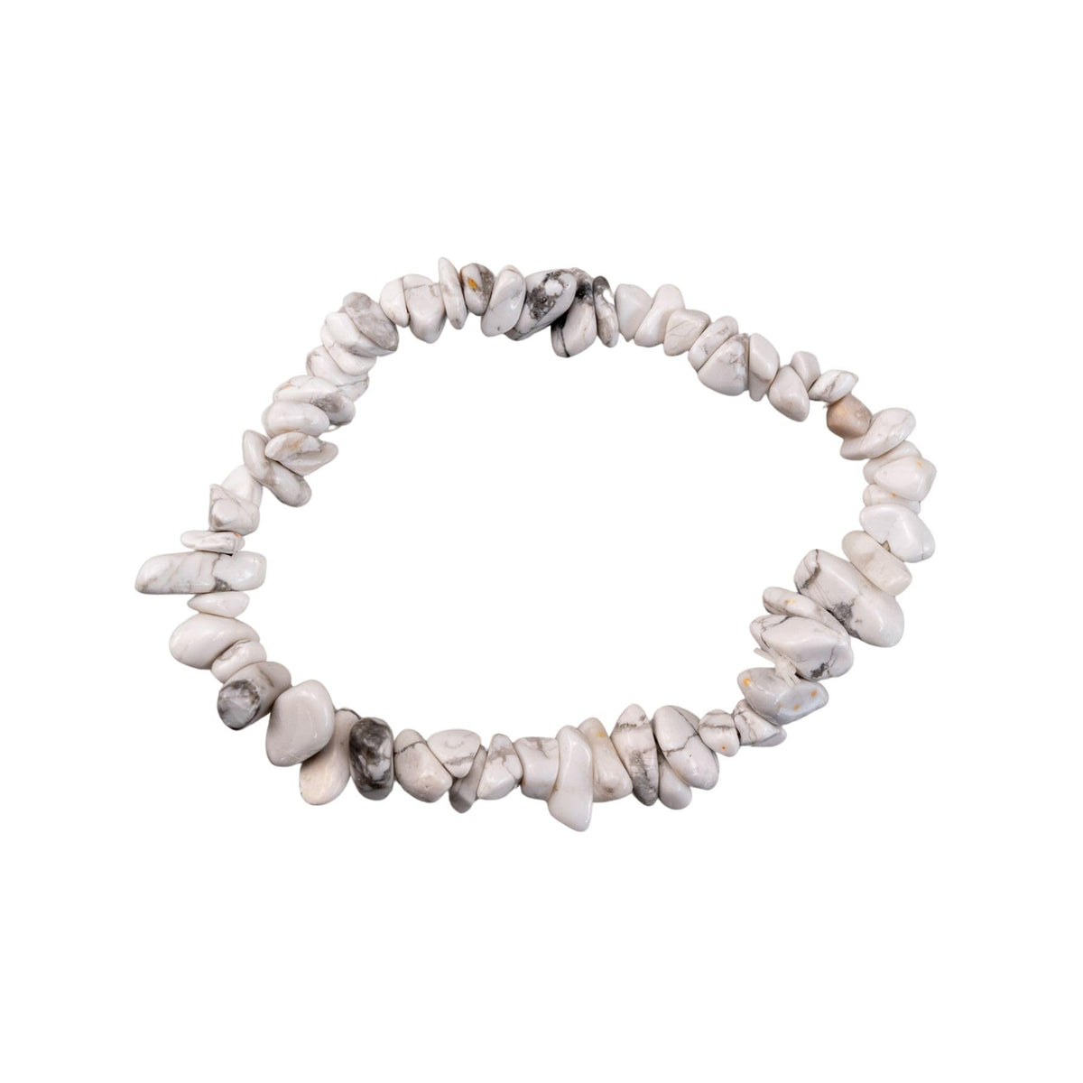 Natural Gemstone Bracelets, Chakra Crystal Healing Chip Stretch Bracelets, Gemstone Polished Irregular Crystals, Crystal Irregular Chips Beads Stretch Bracelets (White Howlite)