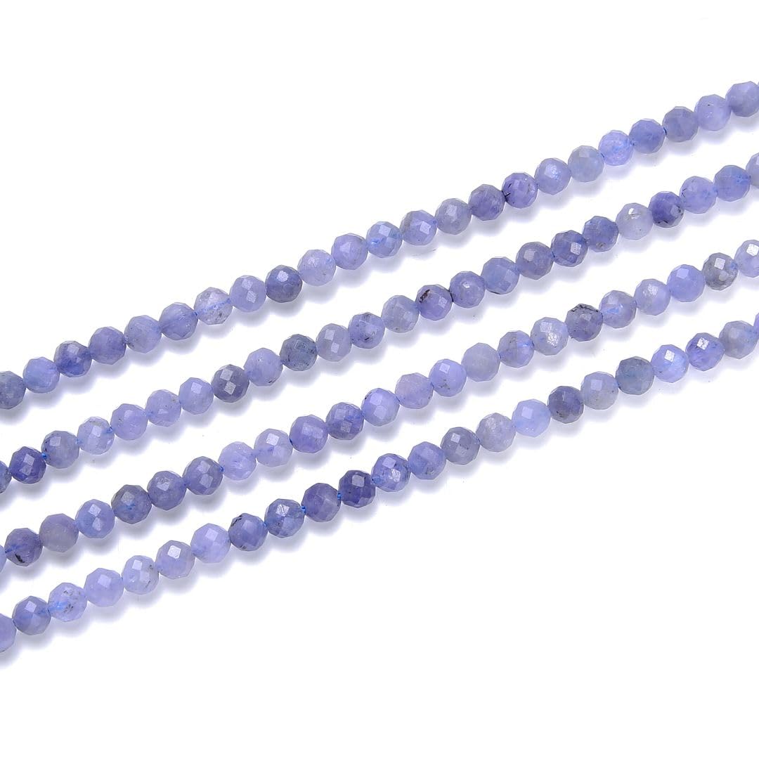 Adabele 30 Inch Natural Purple Tanzanite Healing Gemstone 4mm (0.16 Inch) Tiny Small Faceted Round Loose Beads Stone Spacer (170-190pcs) for Craft Jewelry Making GK4-26