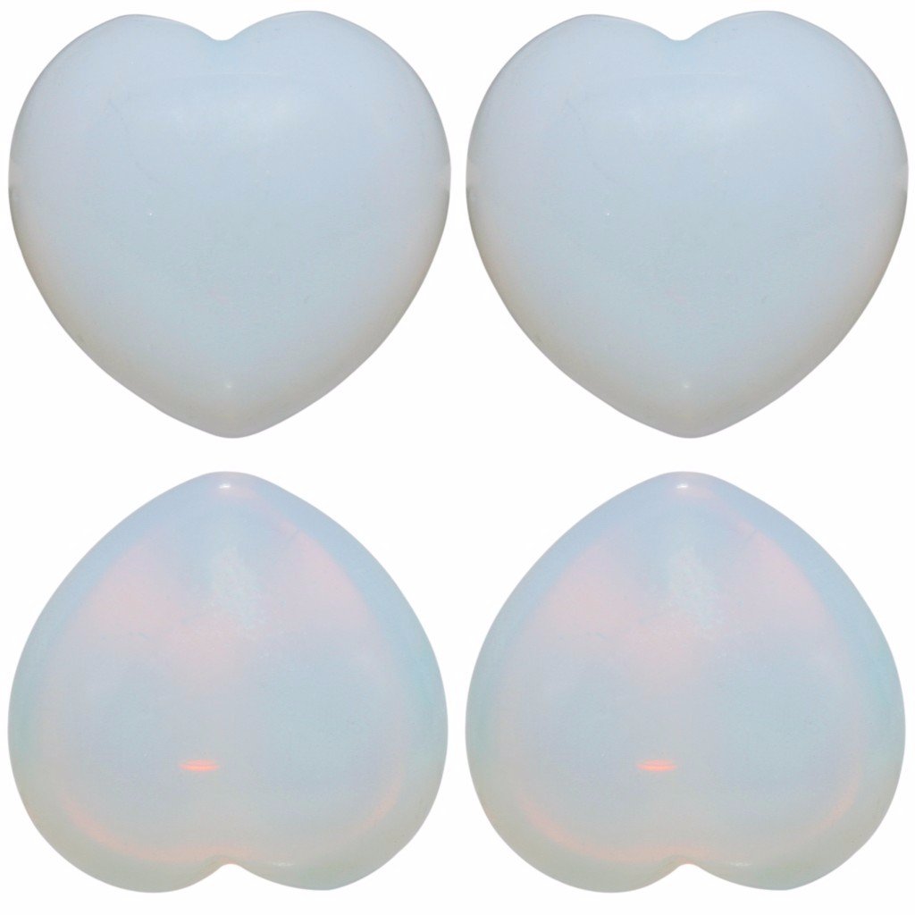 rockcloud Healing Crystal Opalite Heart Love Carved Palm Worry Stone Chakra Reiki Balancing 0.8" Mini Size(Pack of 4)