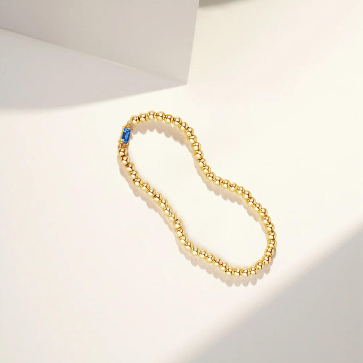 Free bird E newton Bracelets for Women Sapphire Bracelet 14K Gold Plated Handmade Dainty Blue Sapphire Birthstone Beaded Bracelet for Women