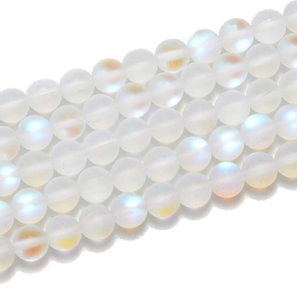 PLTbeads Gorgeous Moonstone Crystal Glass Natural Gemstone Loose Beads 6mm Matte Round Approxi 15 inch DIY Bracelet Necklace for Jewelry Making