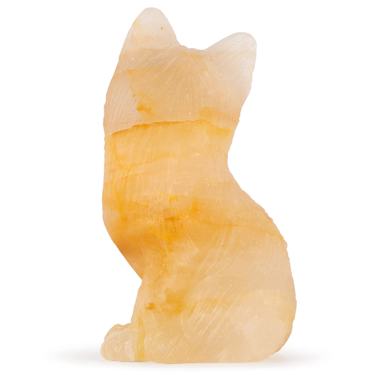 SMQ 2.4" Citrine Crystal Fox Statues and Figurines,Carved Gemstone Fox Animal Carvings Collectible Healing Crystal Stones Sculpture for Home Garden Decor