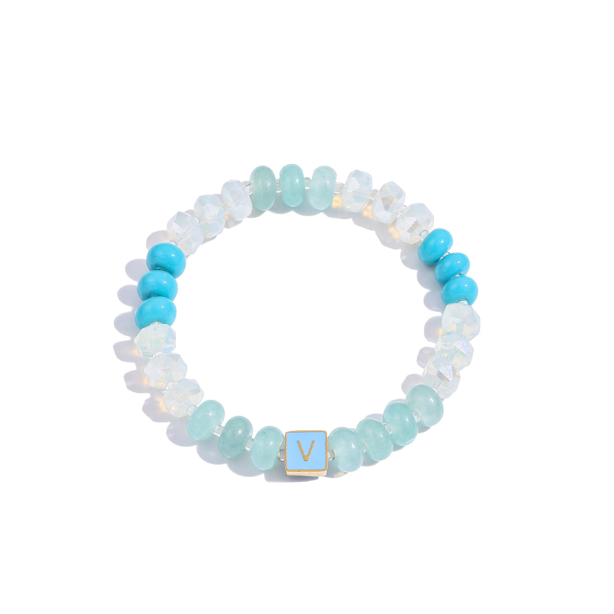 SLYAIH Colorful Beaded Initial Bracelets for Women Boho Crystal Beaded Elastic Stretch Bracelet A-Z Letter Bracelet Handmade Jewelry Gifts for Women