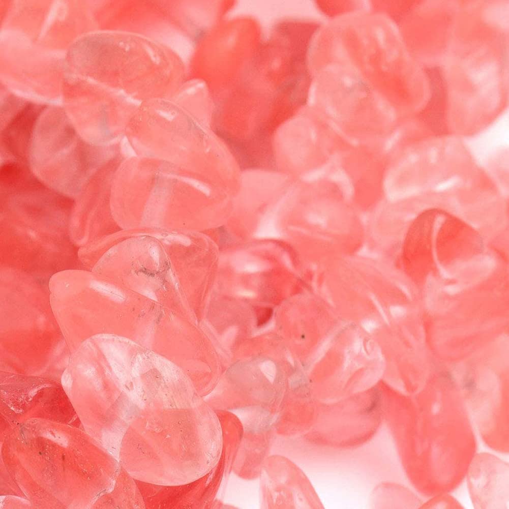 HAAMIIQII 5-8mm Cherry Quartz Crystal Chips Irregular Chip Stones Loose Gemstone Energy Healing Beads for Jewelry Making Strand 30 Inch