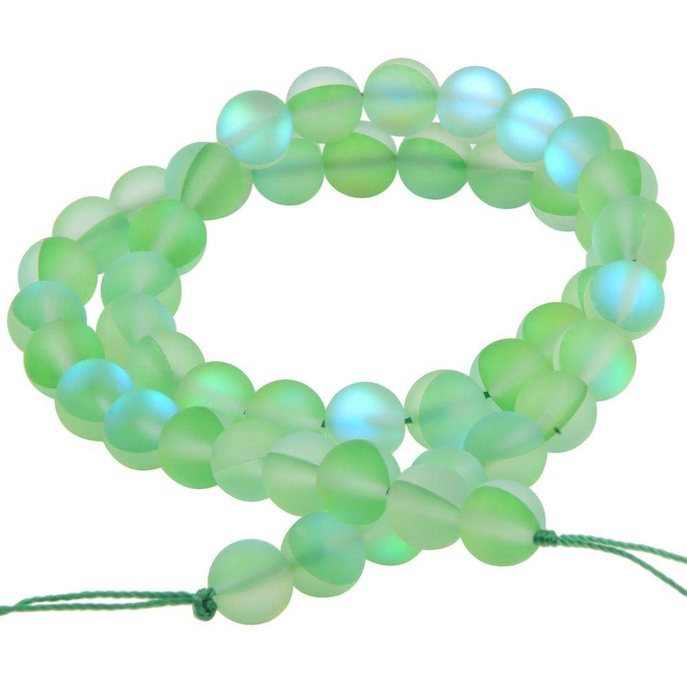 Matte Aurora Crystal Glass Beads Gemstone 6MM Green Frosted Glitter Shining Mermaid Round Loose Beads Frosted Moonstone for Jewelry Making
