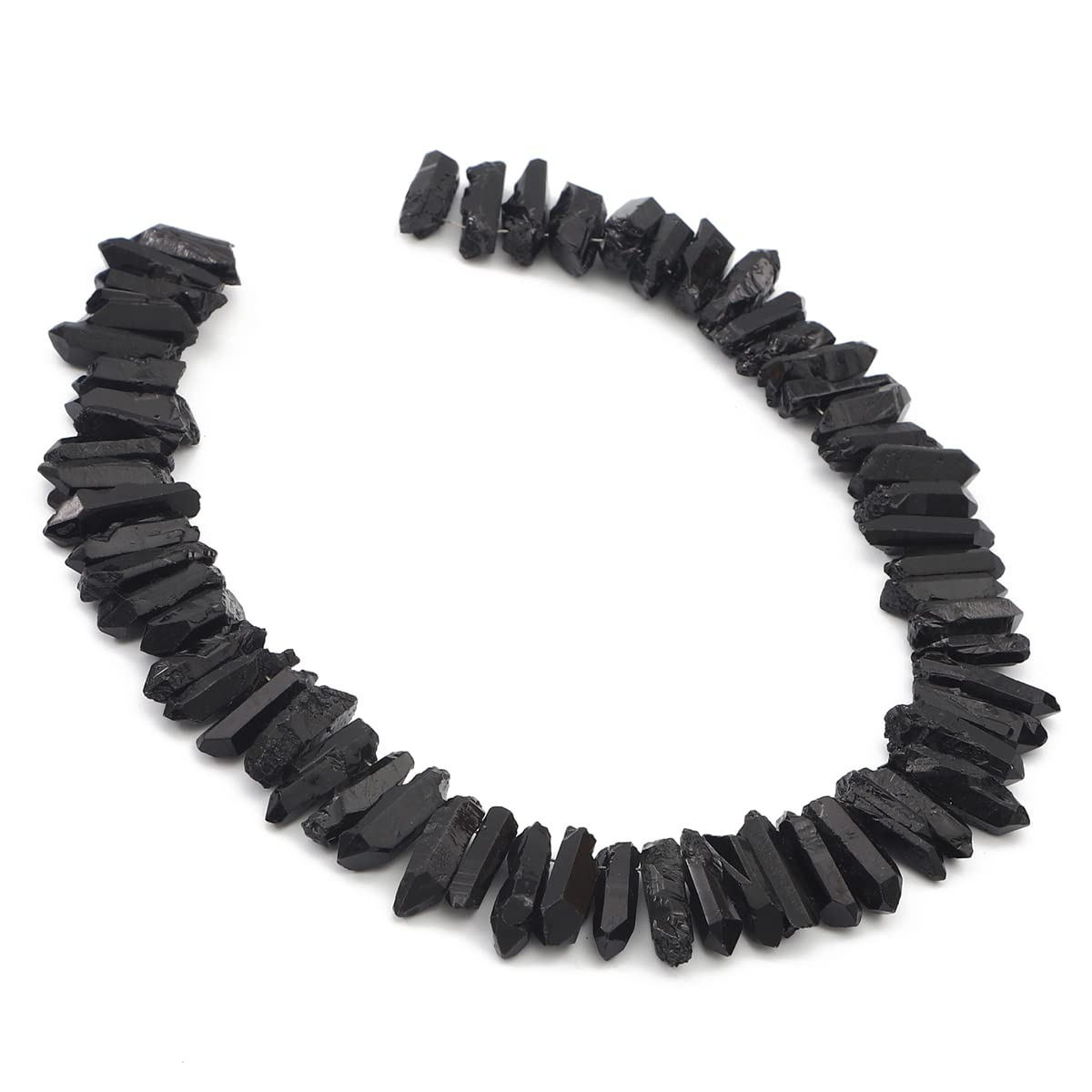 BEADIA Black Titanium Coated Crystal Quartz Spike Point Stick Beads Rough 1.0"-1.5" for Jewelry Making 15 Inch/Strand