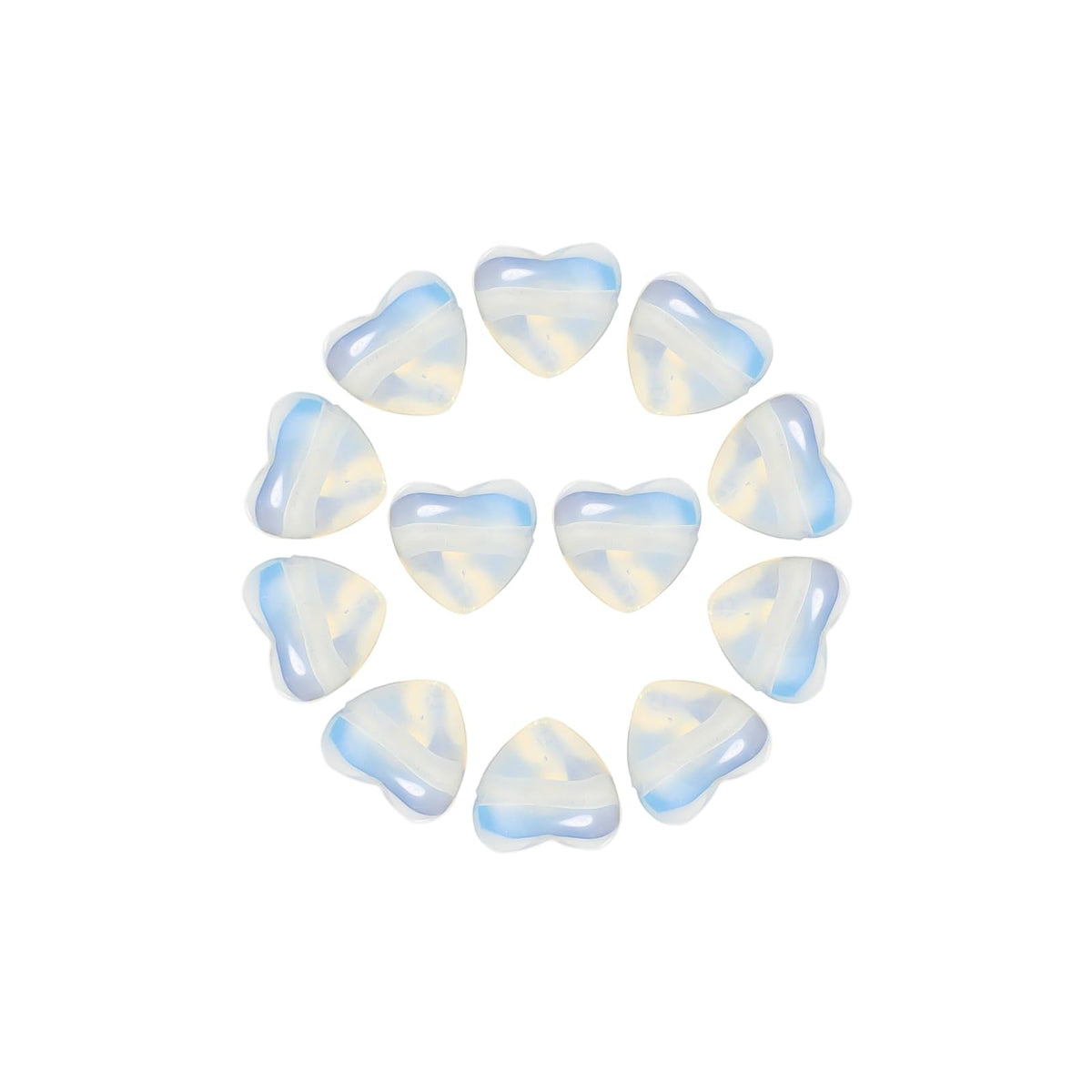 Yochus 5pcs Opal Natural Heart Stone Beads，12mm Healing Energy Gemstone for Jewelry Making Earring Necklace DIY