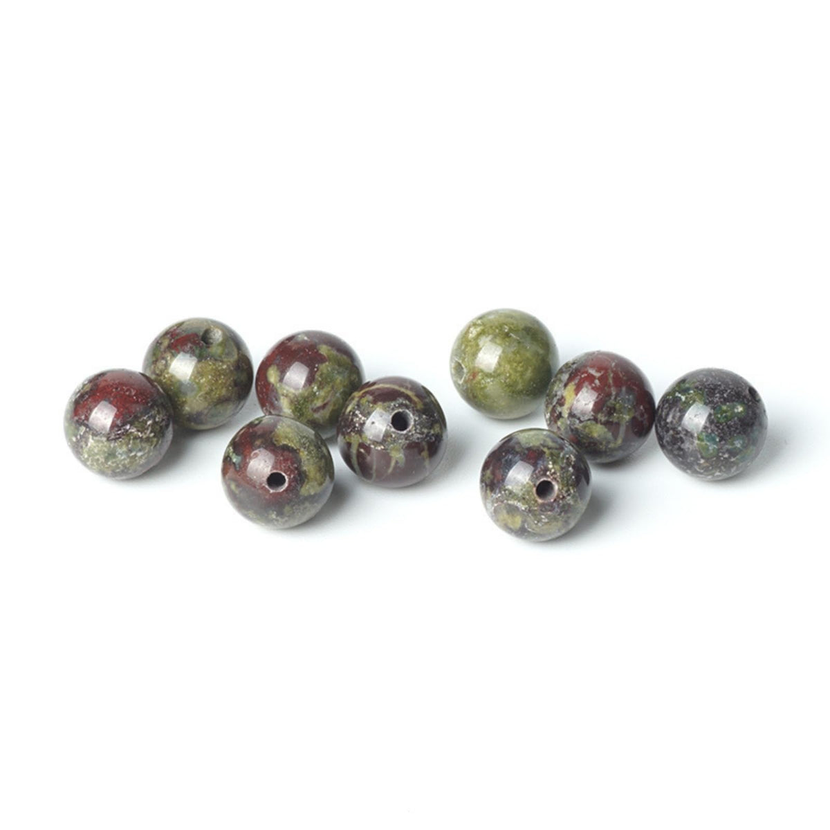 100Pcs Natural Stone 6mm Dragon Bloodstone Round Loose Gemstone Energy Healing Beads Hole Size 1mm DIY Smooth Beads for Bracelet Necklace Earrings Jewelry Making