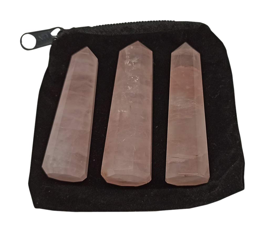 WholesaleGemShop 3 Inch (70 mm) Rose Quartz Gemstones Obelisk Tower Jumbo Facet Aura Rock Crystal Natural Polished Earth Wand Spirit