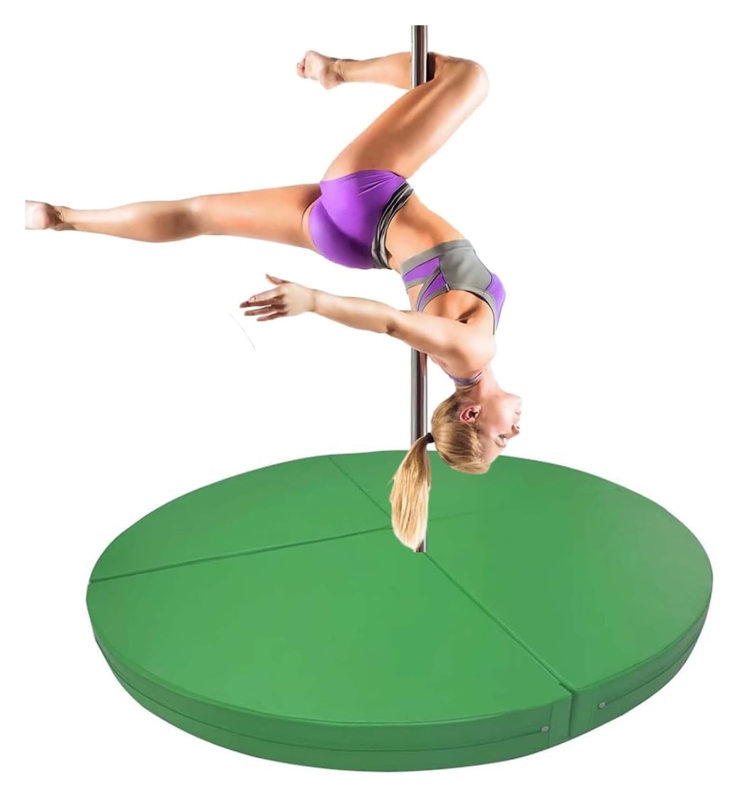 OneGrifN Pole Crash Mat，Stripper Pole Crash Pad， Round Folding Crash Mat,Thick Foam Safety Pad for Gymnastics/Fitness/Aerial Yoga,Leather Anti-Collision(Green,160cmx3cm(63inx1.2in))