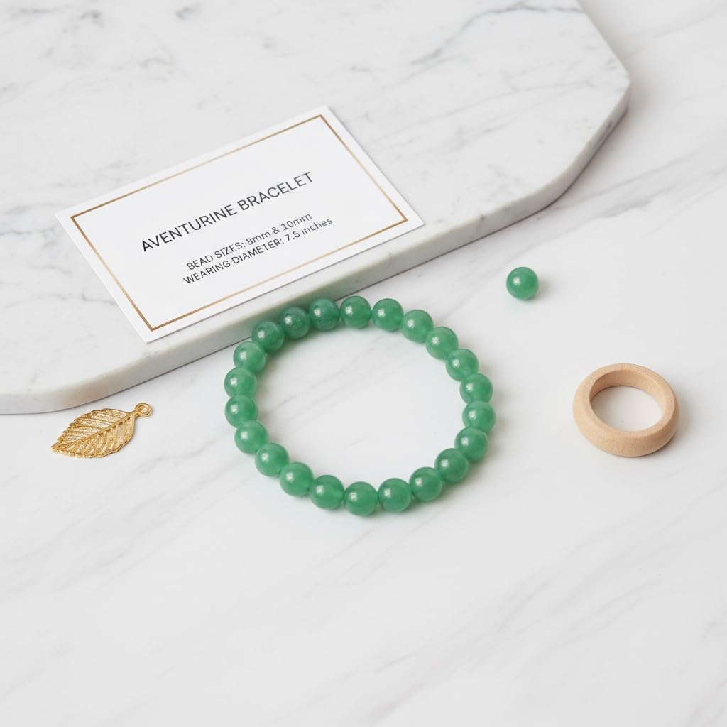 The Vida Handmade AAA+ Quality Crystal Stretch Elastic Bracelet - Nature Gemstone - Jewelry Gift - Holiday Gift - For Women & Men (Aventurine)