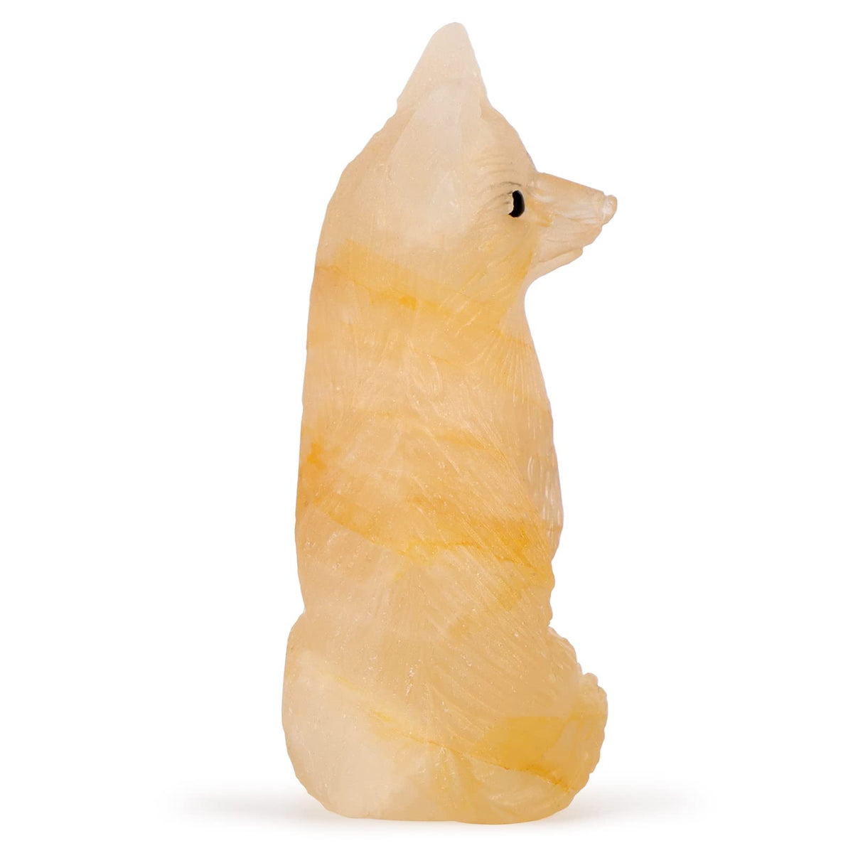 SMQ 2.4" Citrine Crystal Fox Statues and Figurines,Carved Gemstone Fox Animal Carvings Collectible Healing Crystal Stones Sculpture for Home Garden Decor