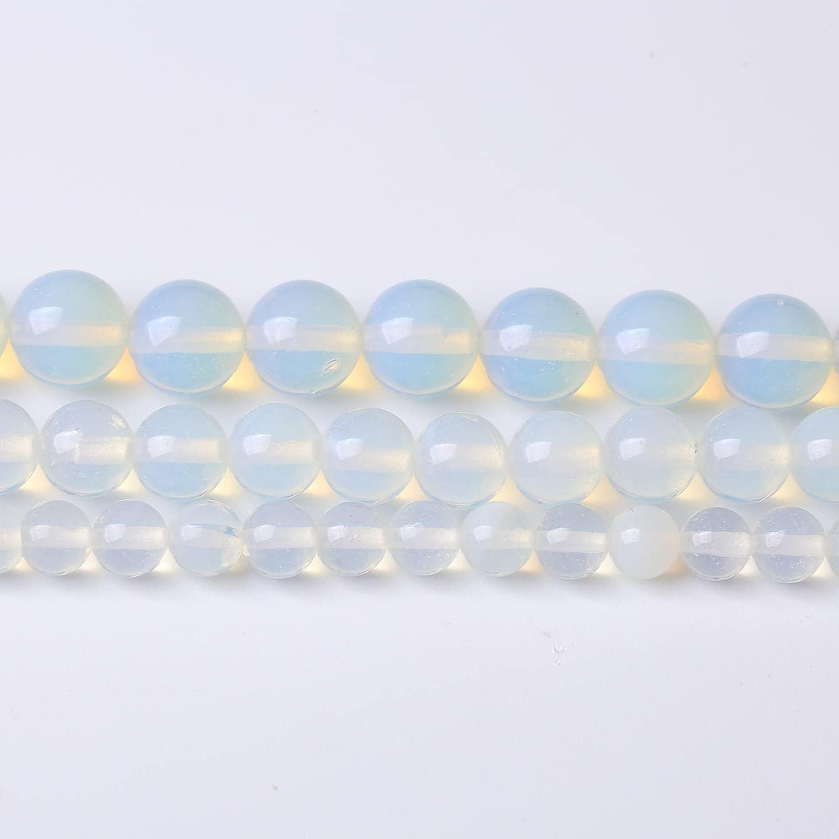 36PCS 10MM Natural White Opal Beads Round Loose Stone Beads for Jewelry Making DIY Energy Stone Healing Power Bracelet 15"
