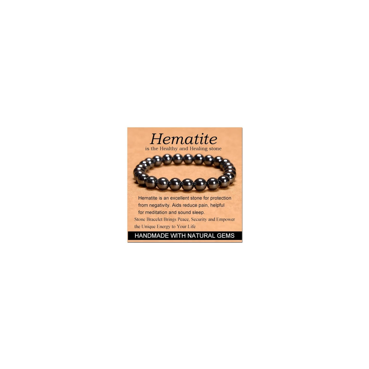 CHELYQST Hematite Bracelet - Stone of Healthy and Healing,Stretch Natural Stone Crystal Beads Jewelry Gifts for Women Men Unisex Adult,8mm