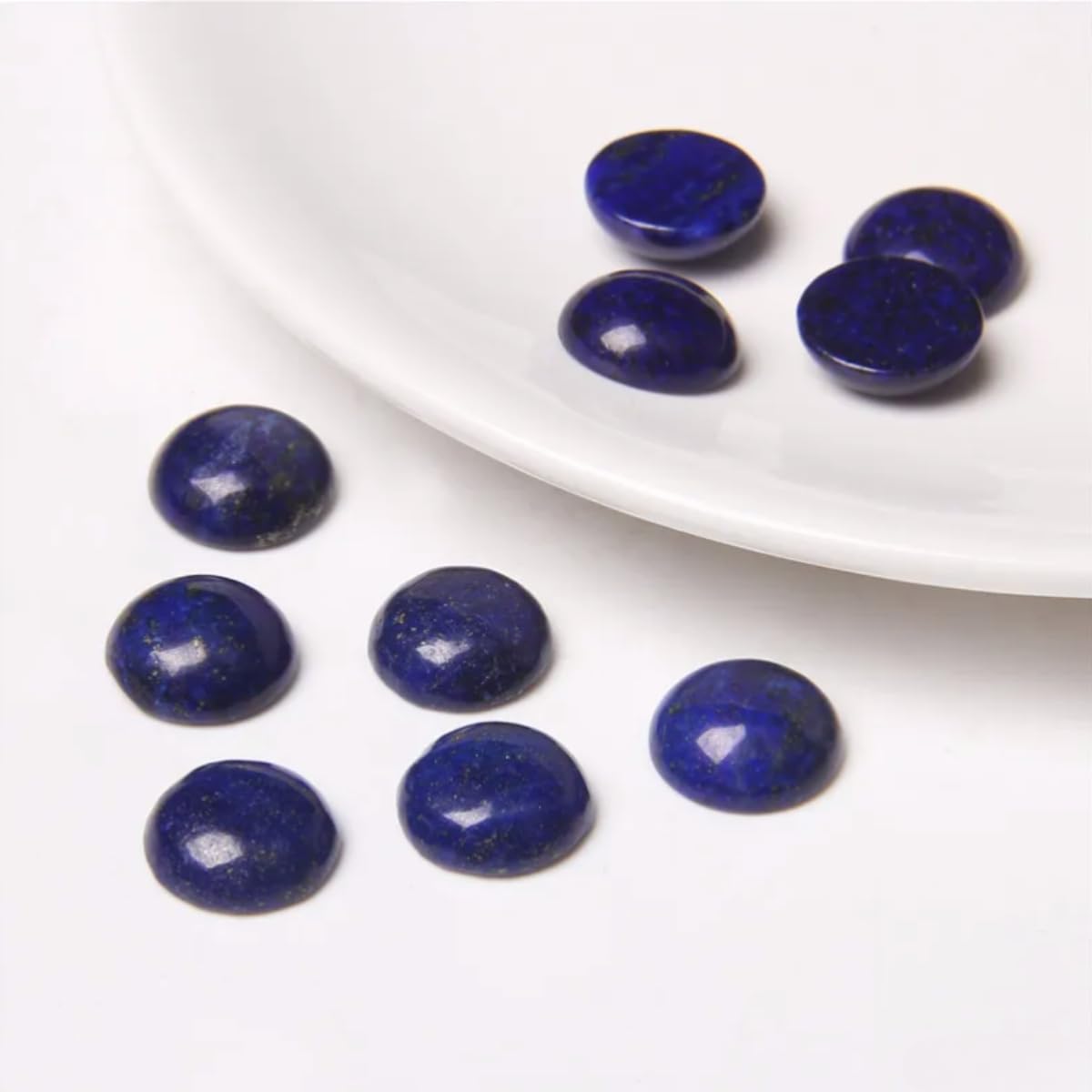 2TTFishoo 20pcs 4mm Natural Stone No Hole Lapis Lazuli Semicircle Smooth Cabochons Beads Healing Chakra Crystal Stone Bead for Jewelry Making Rings Earrings Necklace Bracelet DIY Crafts
