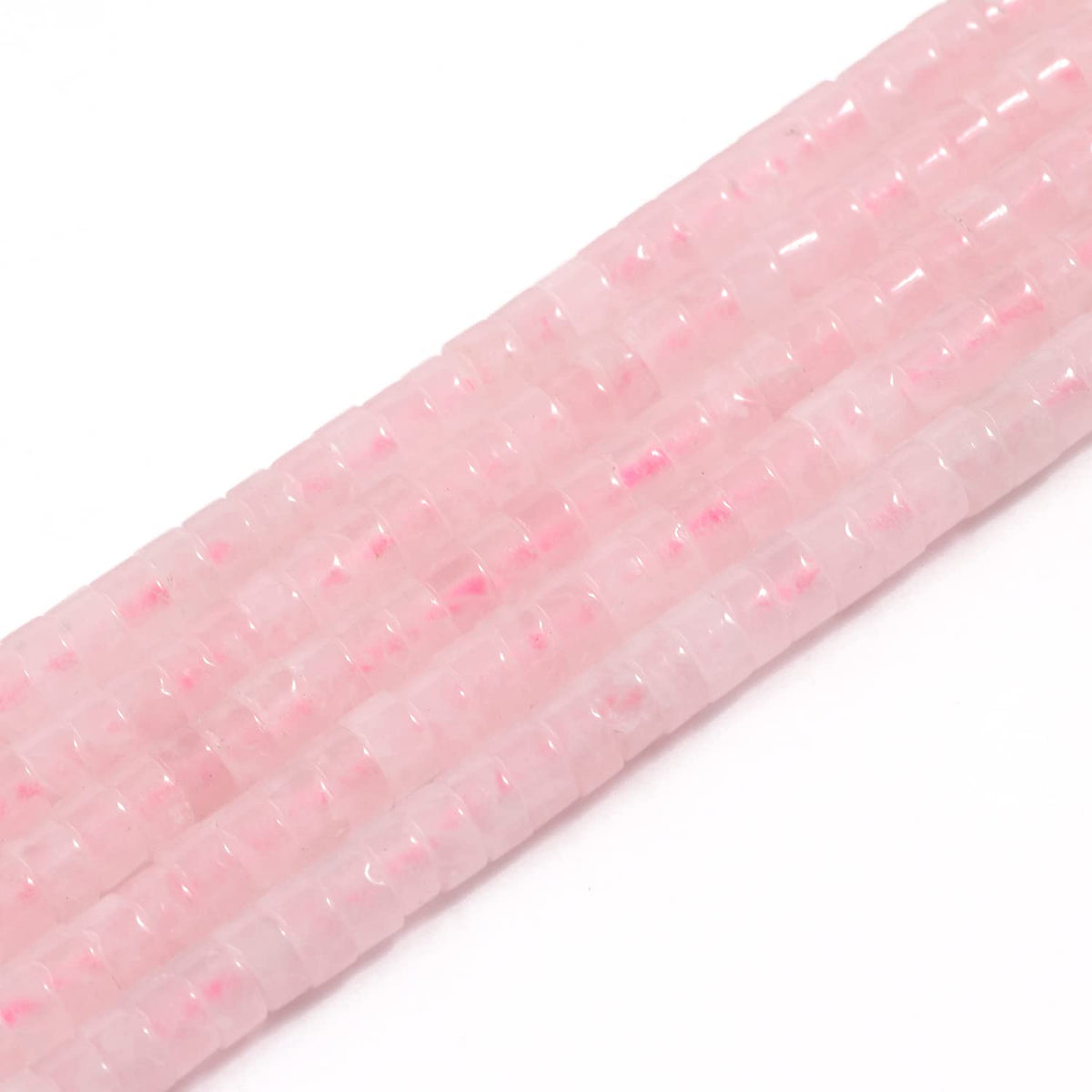 NITOPUPU 150Pcs 4×2mm Natural Rose Quartz Spacer Stone Beads for Jewelry Making Supplies, Loose Semi Flat Round Gemstone Tube Beads for Bracelets DIY Crafts