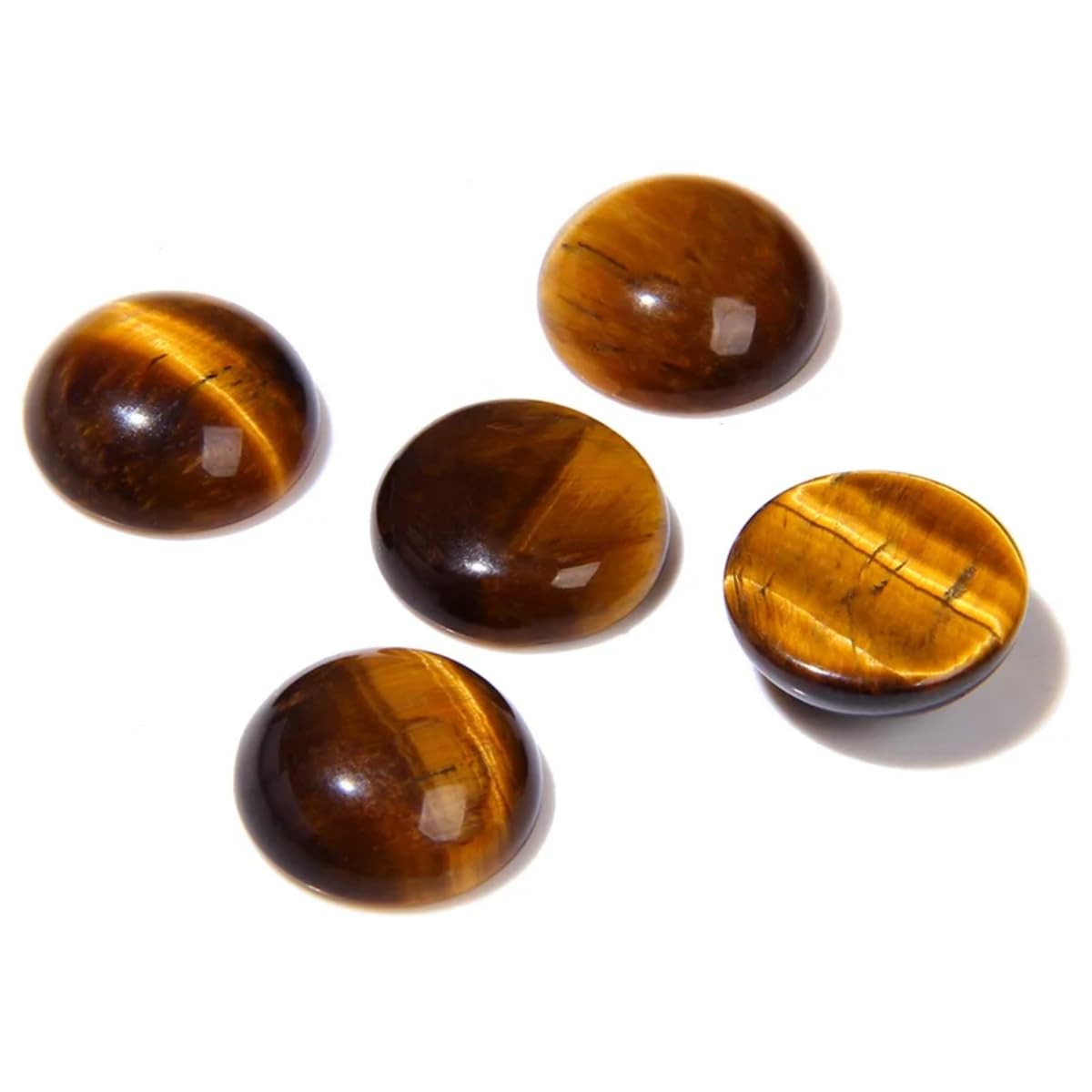 2TTFishoo 20pcs 6mm Natural Stone No Hole Tiger's Eye Semicircle Smooth Cabochons Beads Healing Chakra Crystal for Jewelry Making Rings Earrings Necklace Bracelet DIY Crafts