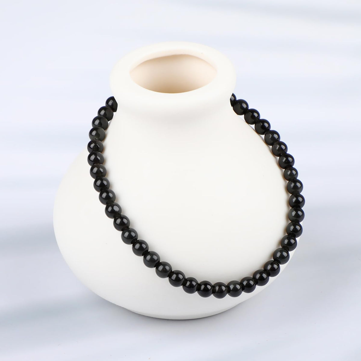 LPBeads Handmade Natural Gemstone Stretch Elastic 4m Black Obsidian Bracelet Healing Crystal Round Stone Beads Jewelry Gifts for Women Men