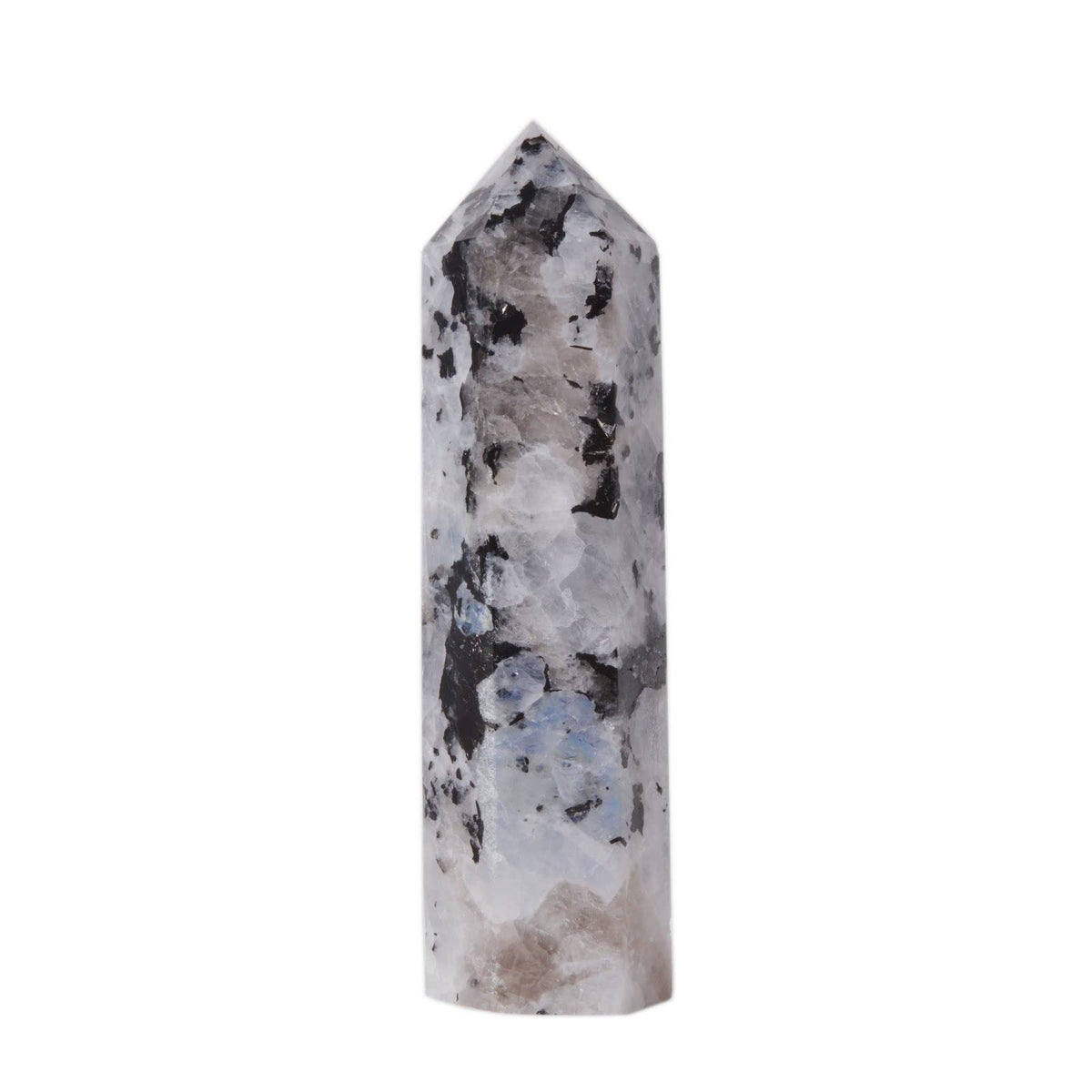 Large Moonstone Gemstone Crystal Hexagonal Pointed Tower Reiki Chakra Faceted Prism Wand Stone Home Decor