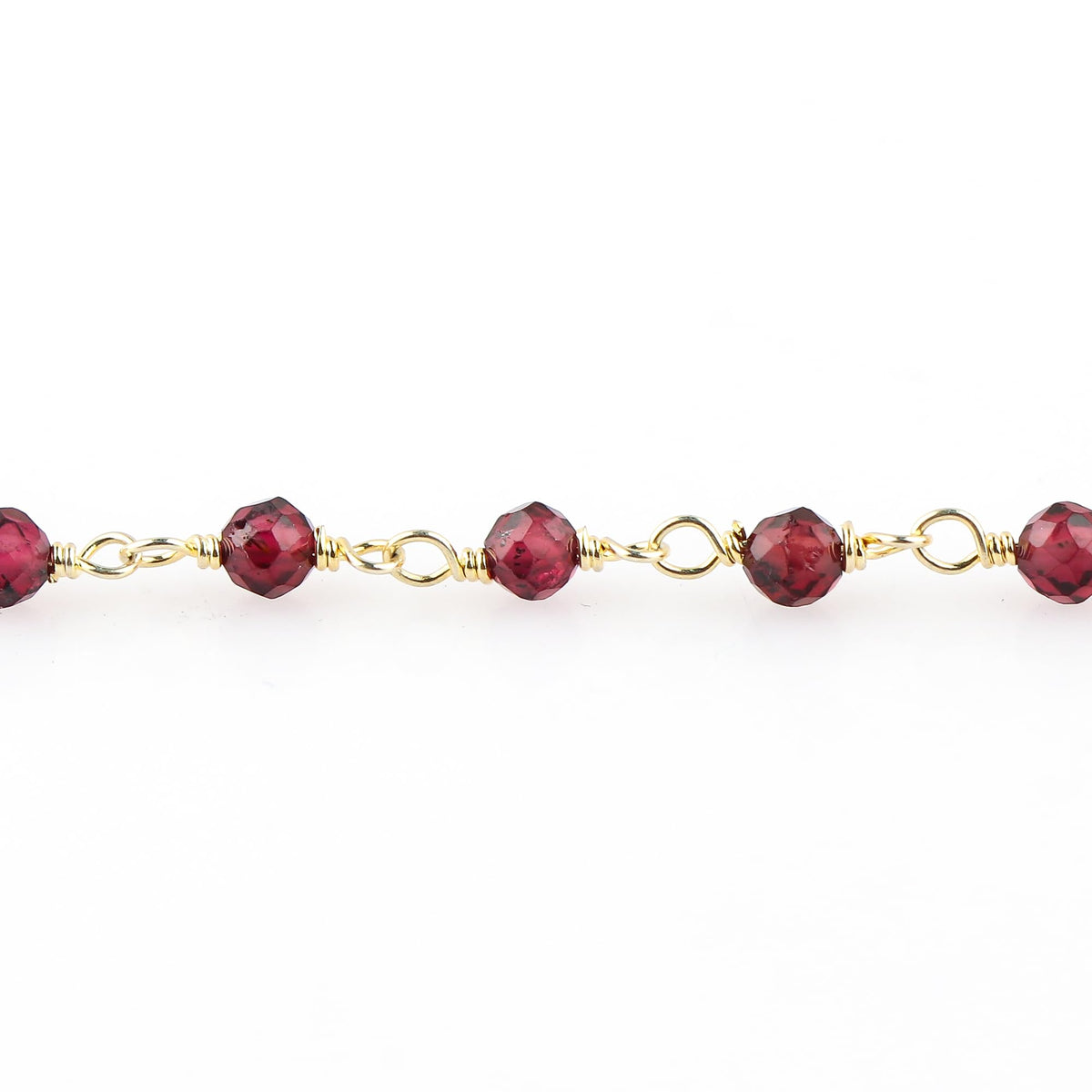 JOR Natural Garnet Beaded Rosary Anklet, Handmade Craft, Anklet Beads Bracelet, Chakra Healing Anklet, Gemstone Women Jewelry, Dainty Gold Plated Anklet 9 inch + 2 inch (1pcs)
