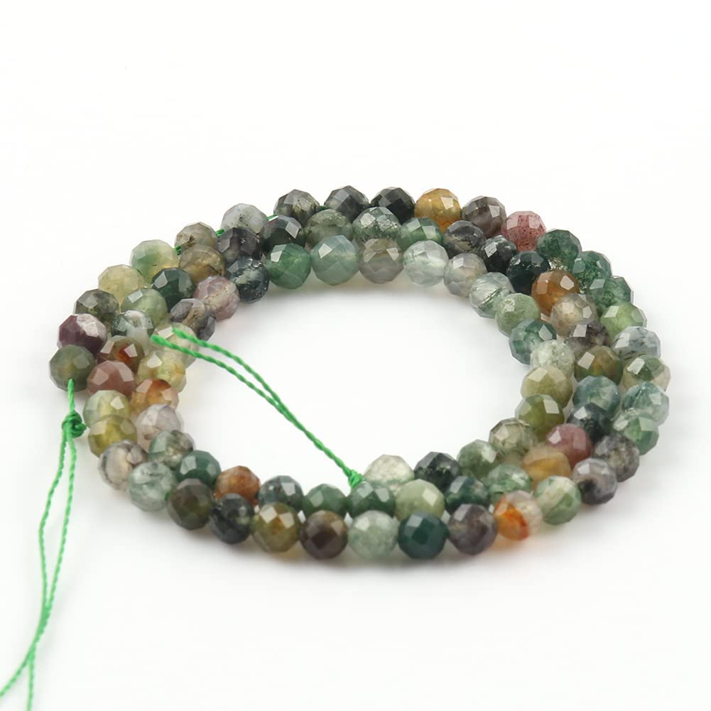 Song Xi 180pcs 2mm Natural Indian Agate Gemstone Beads Faceted Round Loose Stone Beads for Jewelry Making