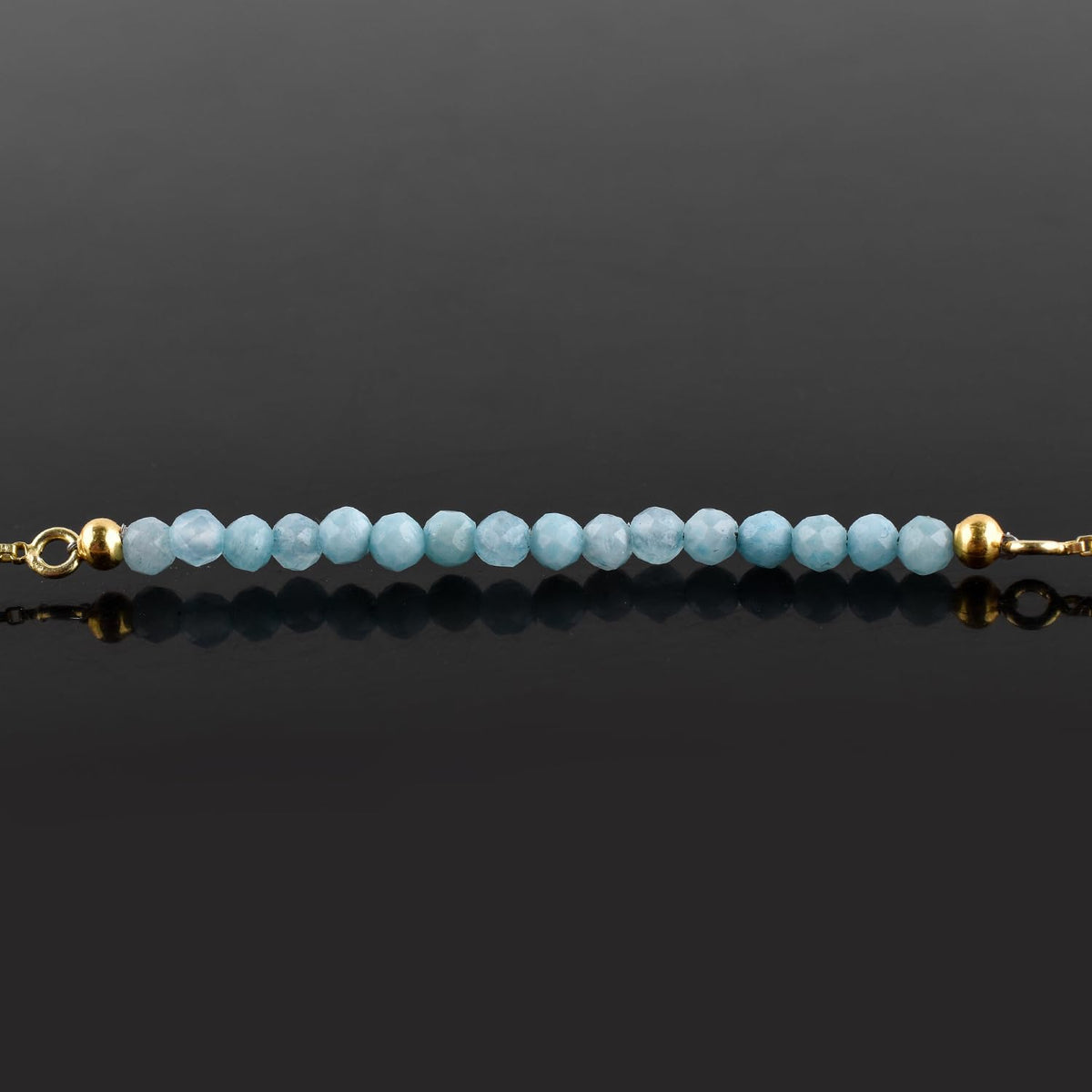 InfinityGemsArt Larimar Bracelets For Women, Natural Birthstone Jewelry Blue Beads Beaded Stone Bolo Slider Crystals Gemstones Jewelry, 14K Gold Plated Adjustable Chain, Valentines Day Gifts For Her