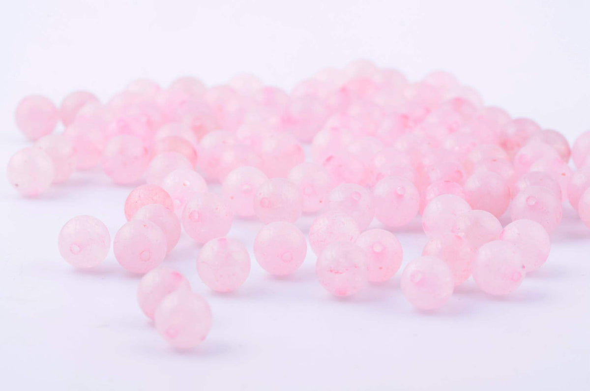 Natural Stone Beads 100pcs 6mm Rose Quartz Round Genuine Real Stone Beading Loose Gemstone DIY Charm Smooth Beads for Bracelet Necklace Earrings Jewelry Making (Pink Rose Quartz, 6mm)