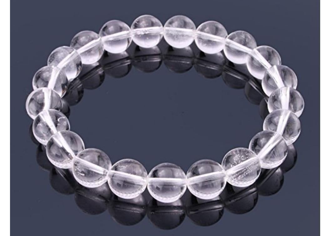 Adabele Real Natural Grade A Clear Crystal White Quartz Bracelet 7.5 inch Stretch Gemstone Beaded Bracelet Chakra Healing Crystal Stone Jewelry Energy Quartz Rock GB8-B15