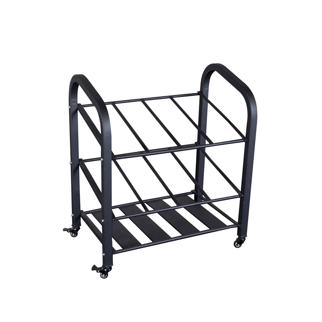 Body-Solid (GYR500 Foam Roller Storage Organizer and Yoga Mat Rack Holder with Lockable Wheels, Commercial and Home Gym Accessories Can Hold 12 Fitness Rollers and Mats