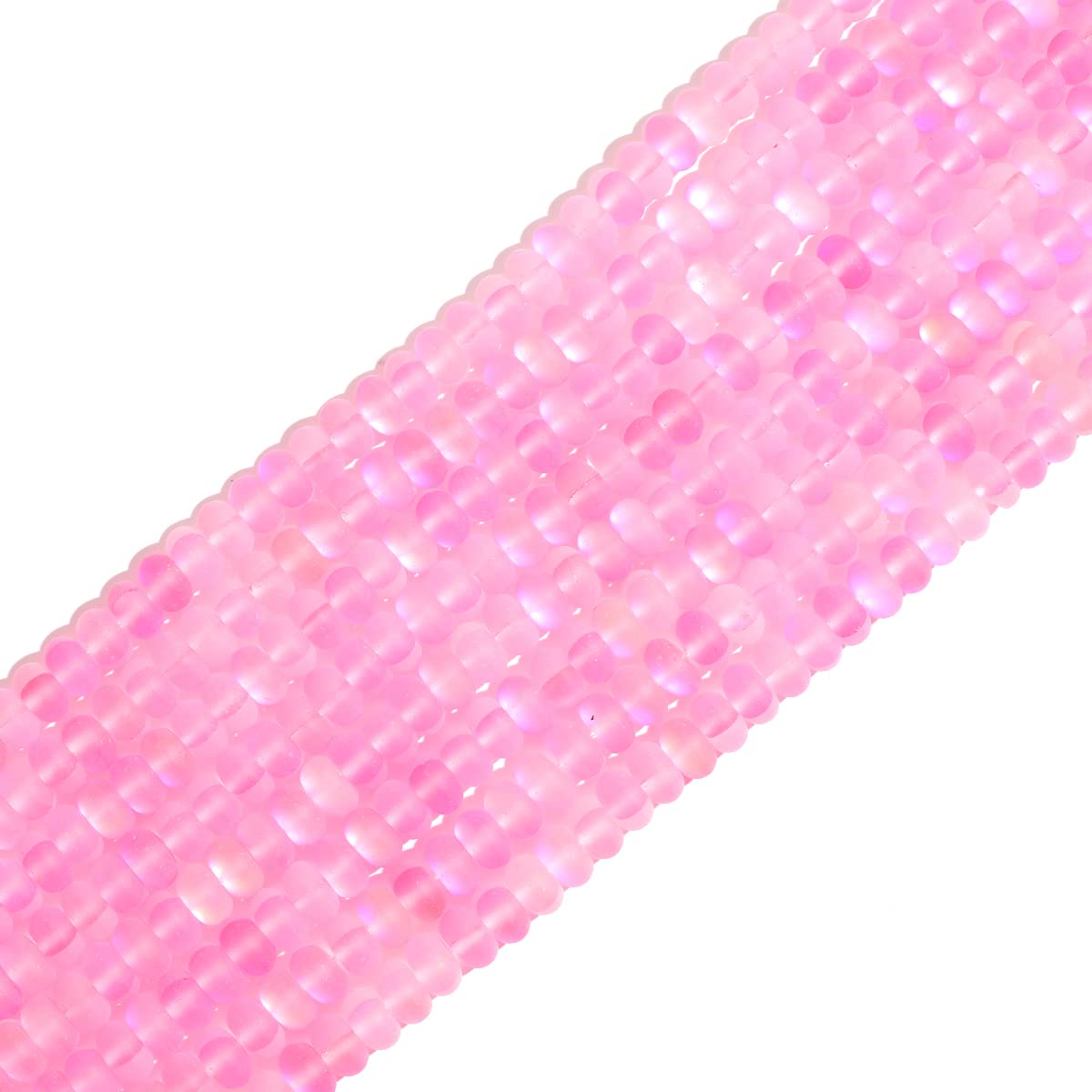 5x8mm Pink Matte Aurora Crystal Glass Beads Loose Rondelle Disc Beads Frosted Moonstone for Jewelry Making