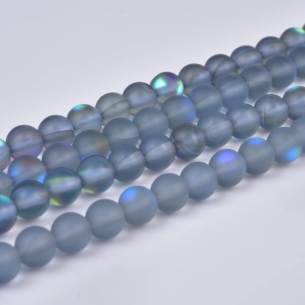 Asingeloo 60PCS 6mm Natural Gray Mystic Aura Quartz Gemstone Frosted Matte Titanium Round Loose Spacer Beads 15 inch Full Strand Crystal Healing Power Quartz