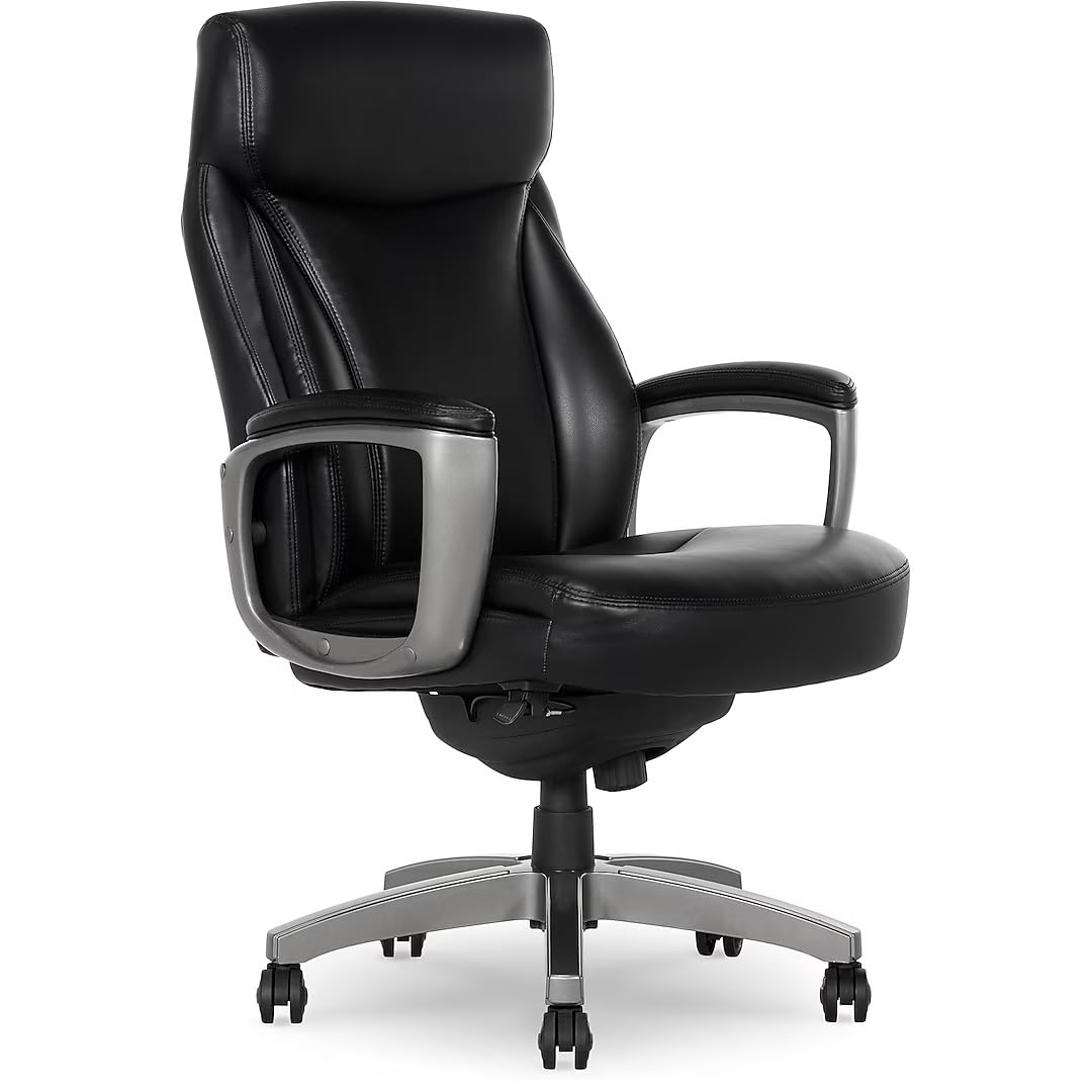 La-Z-Boy Arcadian Ergonomic Executive Chair, Bonded Leather, Black, 29.5D x 28W x 43.25-46.25H inches, 275 lbs Weight Capacity