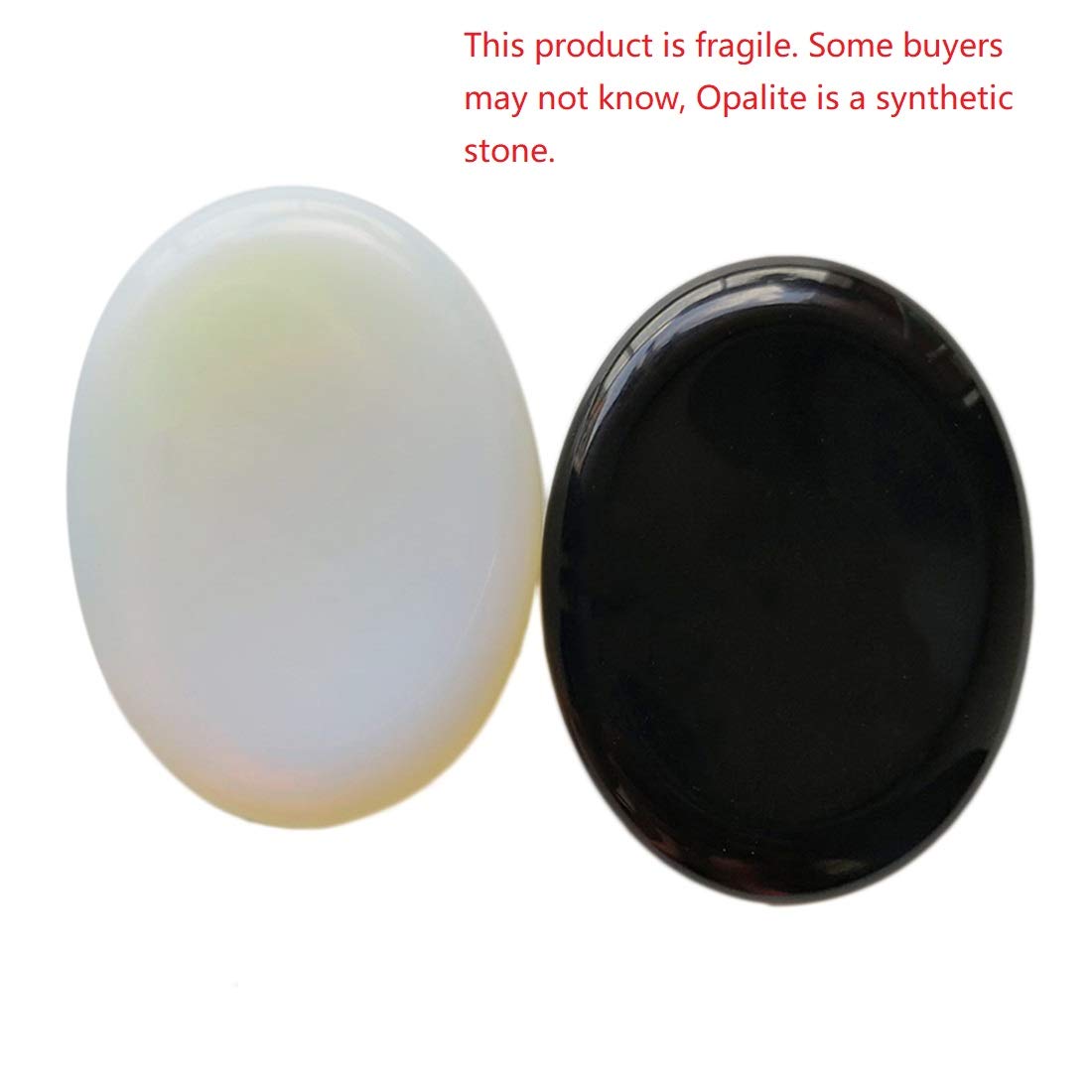 Loveliome Thumb Worry Stone, Stress Relax Healing Reiki Crystal Pocket Palm Stones,Black Obsidian and Opalite,Pack of 2