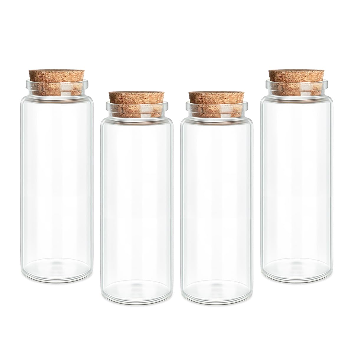 4-Pack 5.07 oz (150ml) Glass Bottles with Cork Stoppers – for Spell Bottles, Spice Jars, DIY Party Favors, Travel Memories & Plant Propagation – Empty Recyclable Containers for Crafts, Kitchen, Decor