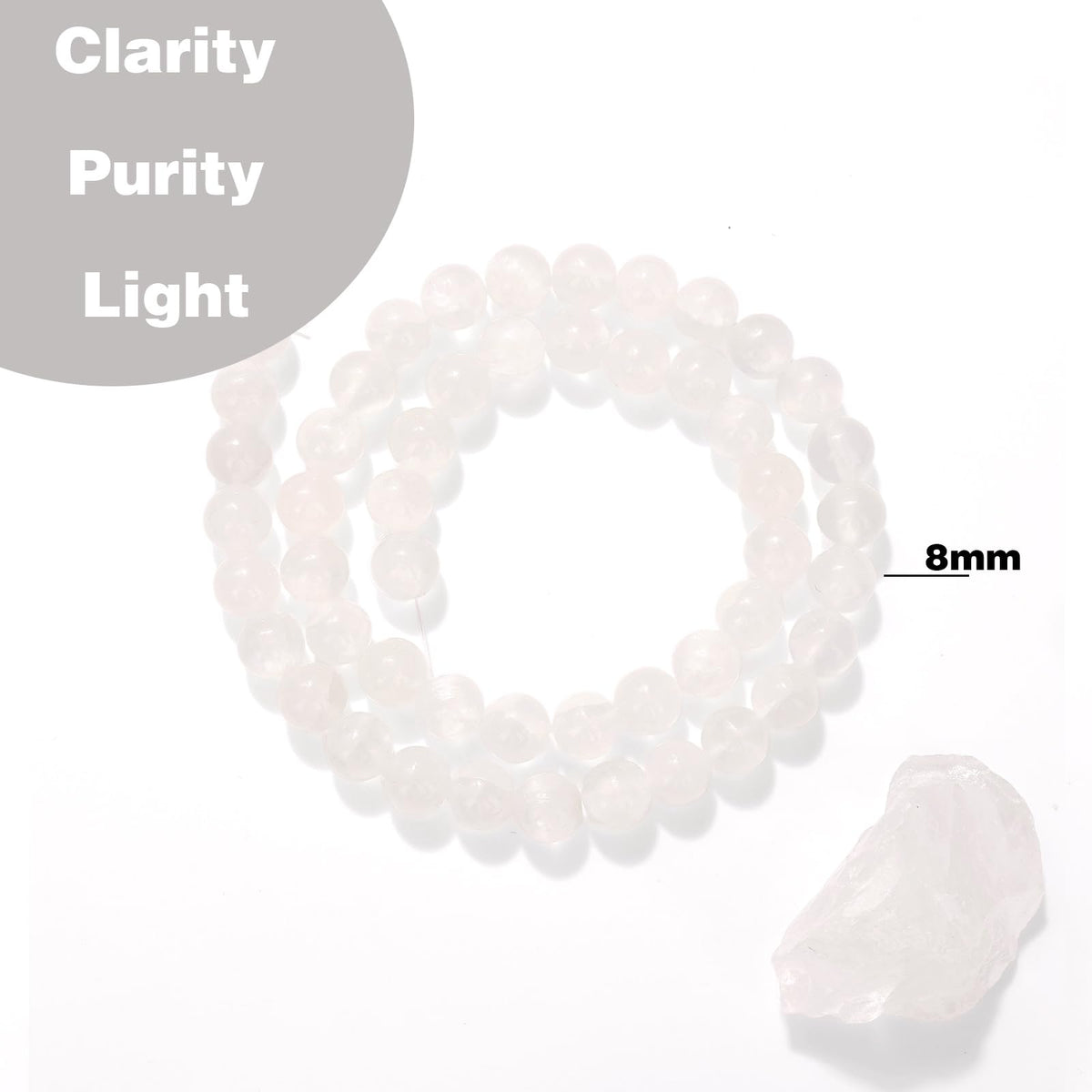 Raicegs 100pcs 8mm Selenite Beads Natural Gemstone Beads Round Loose Beads for Jewelry Making DIY Bracelets Necklace
