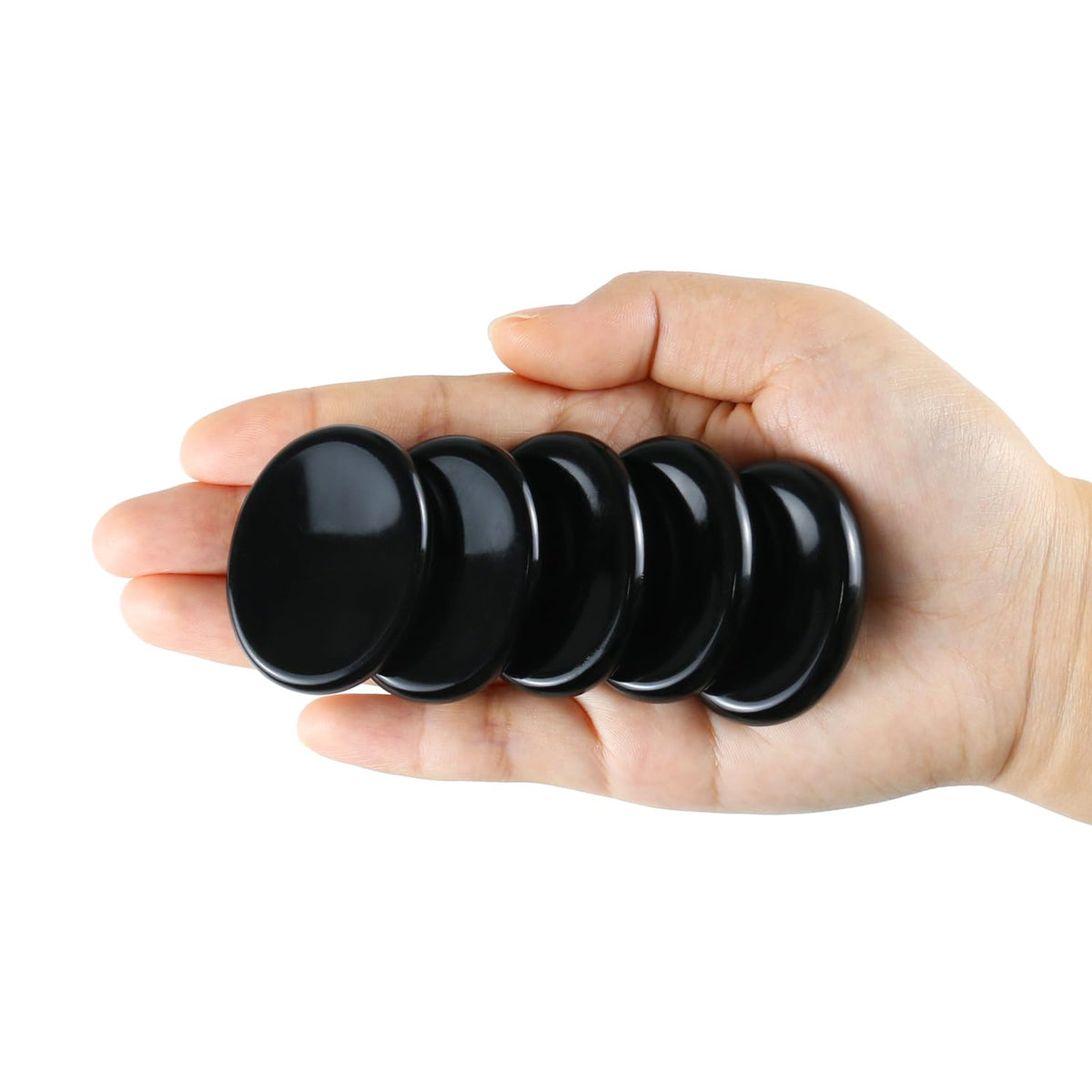 Namzi Black Obsidian Crystal Rock Worry Stones for Kids, Oval Palm Stone, Thumb Stone, Crystals and Healing Stones Quartz Bulk for Wicca, Reiki, Healing Energy, Chakra Stones, Witchcraft Supplies(1PCS
