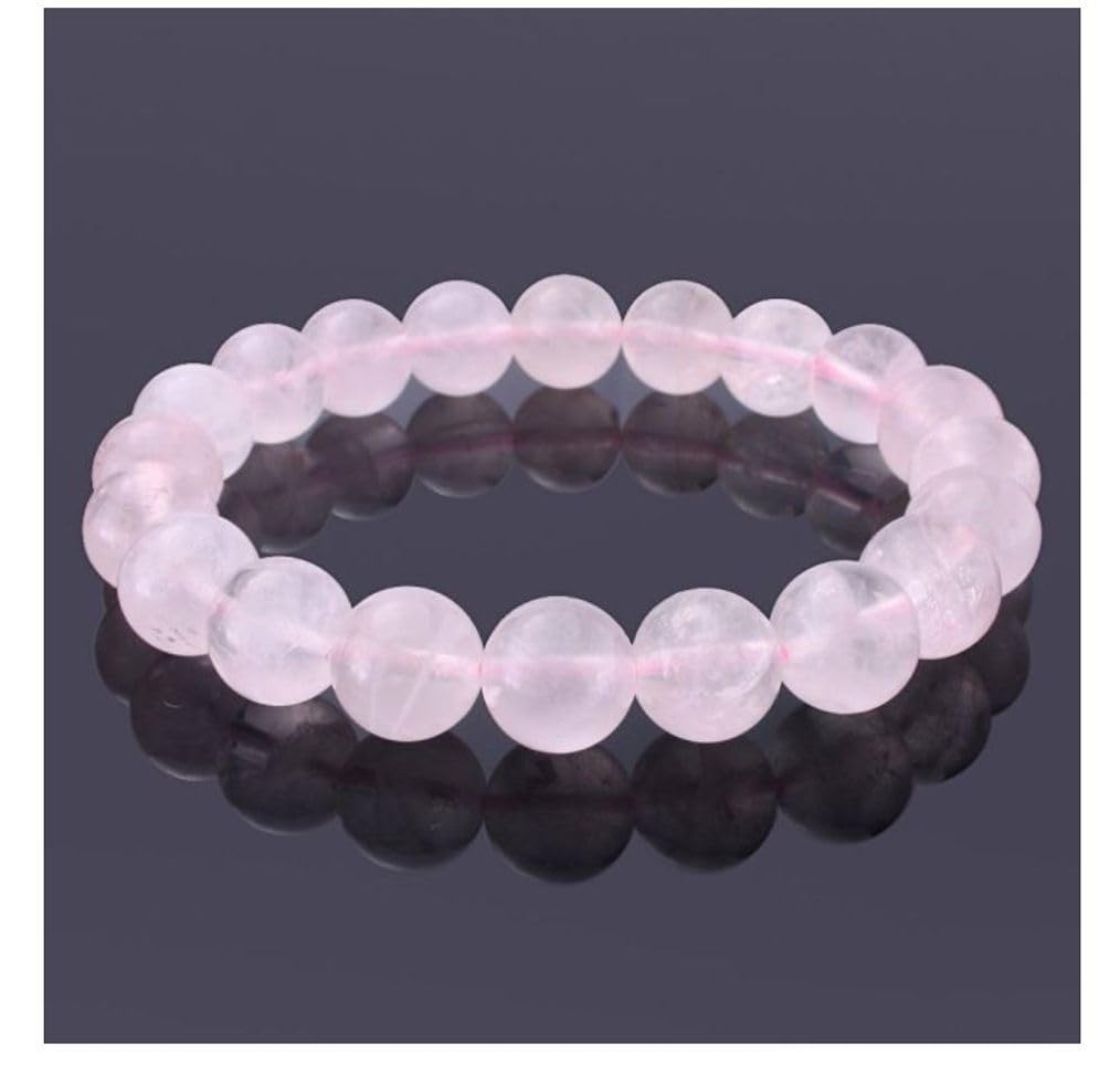 Adabele Real Natural Pink Rose Quartz Gemstone Beaded Bracelet 7.5 inch Stretch Chakra Healing Crystal Stone Jewelry Women Mom Gift (Unisex) GB8-B9