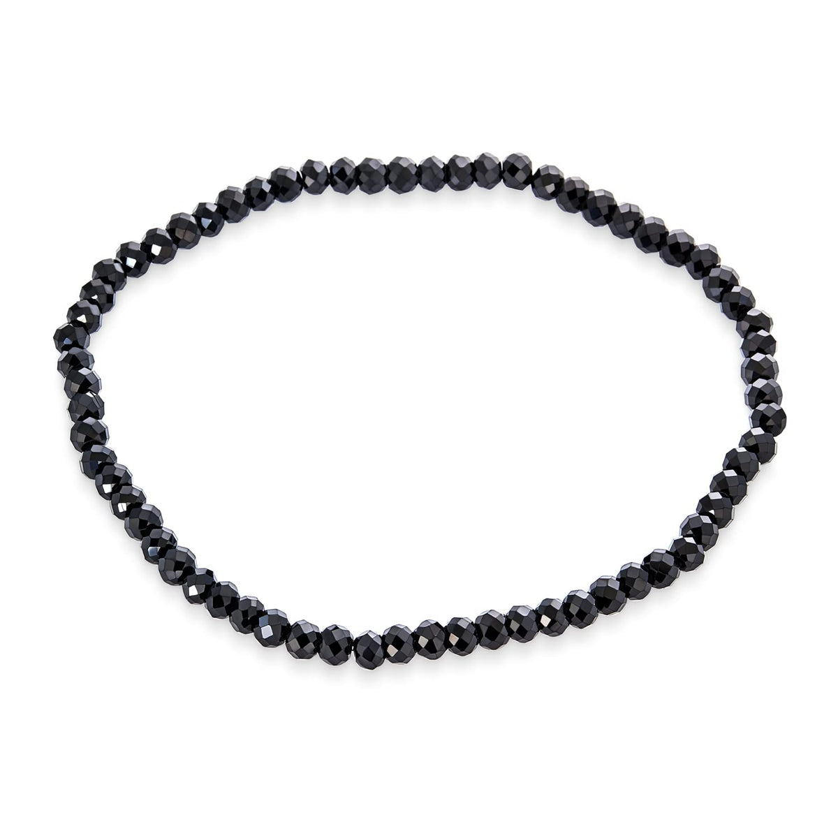 Mini Dainty Tiny Petite Seed Caviar Bead Stacking Round Faceted Genuine Natural Gemstone Black Spinel Ball Stackable Strand Stretch Bracelet For Women Teen Adjustable