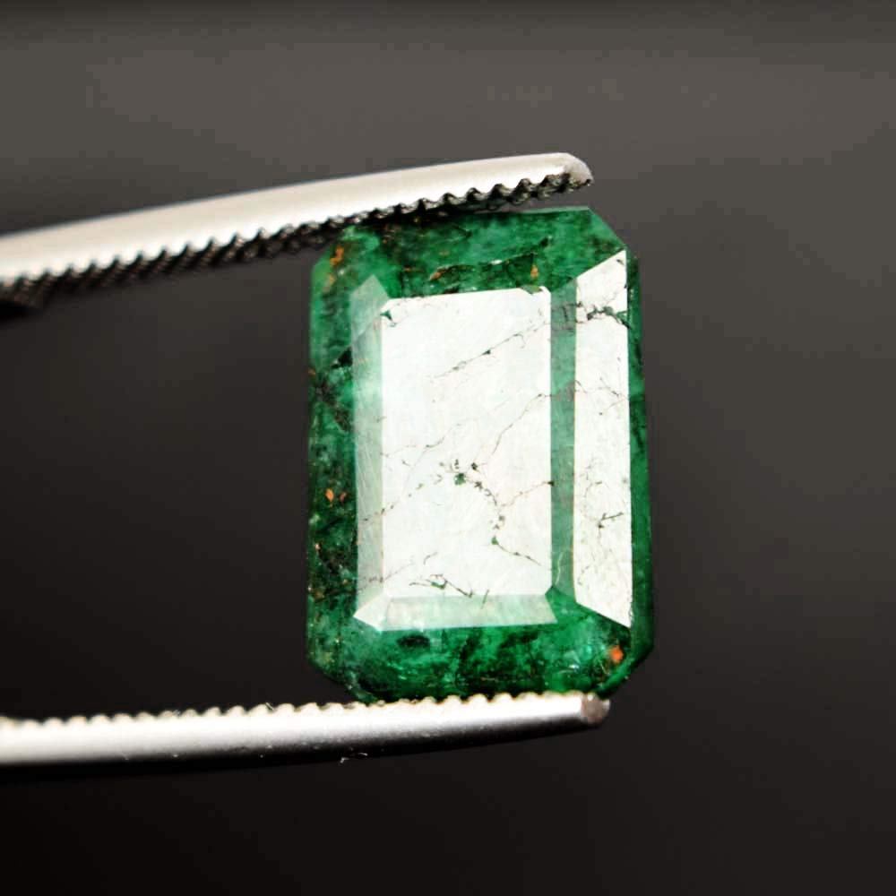 GEMHUB Loose Gemstones For Jewelry Making 5.80 Carat Emerald Cut Natural Green Emerald Natural Gemstones for Jewelry Pendants
