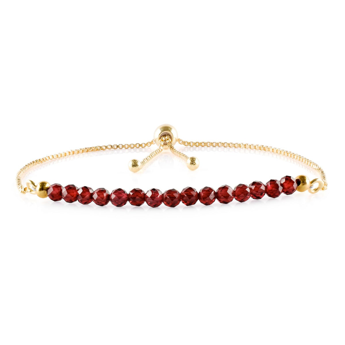 InfinityGemsArt Garnet Bracelets For Women, January Birthstone Jewelry, Micro Red Beads Beaded Stone Bolo Slider Crystals Gemstones Bracelet, 14K Gold Plated Adjustable Chain, Valentines Gifts For Her
