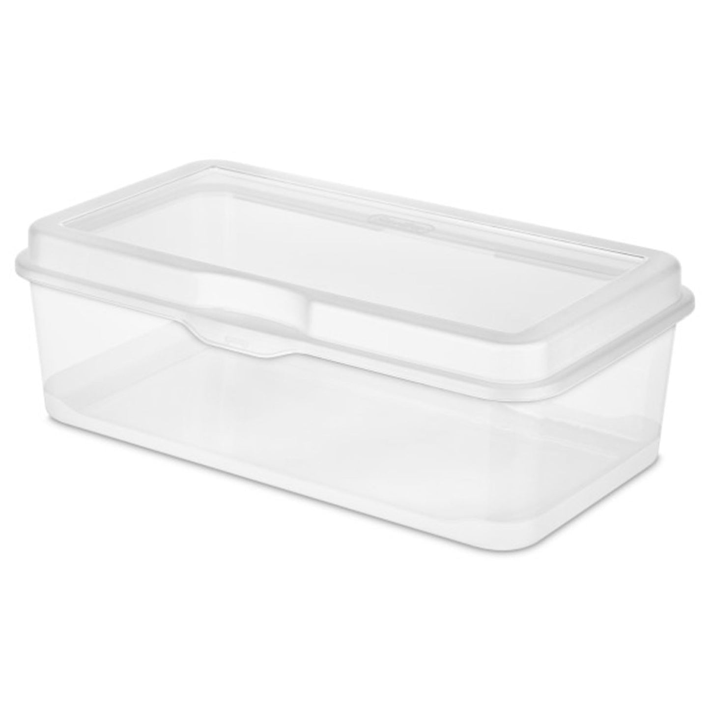 Sterilite 6-Pack Rectangular Large FlipTop, Clear Plastic Storage Box with Hinged Lid - Stackable Multipurpose Organizer for Art and Craft Supplies, Accessories, Photos & CDs, Home or Office Use