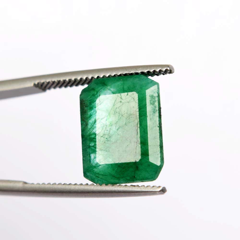 GEMHUB Green Emerald 6.95 Carat. Emerald Cut Loose Gemstone - Natural Green Emerald Jewelry Making B-8045